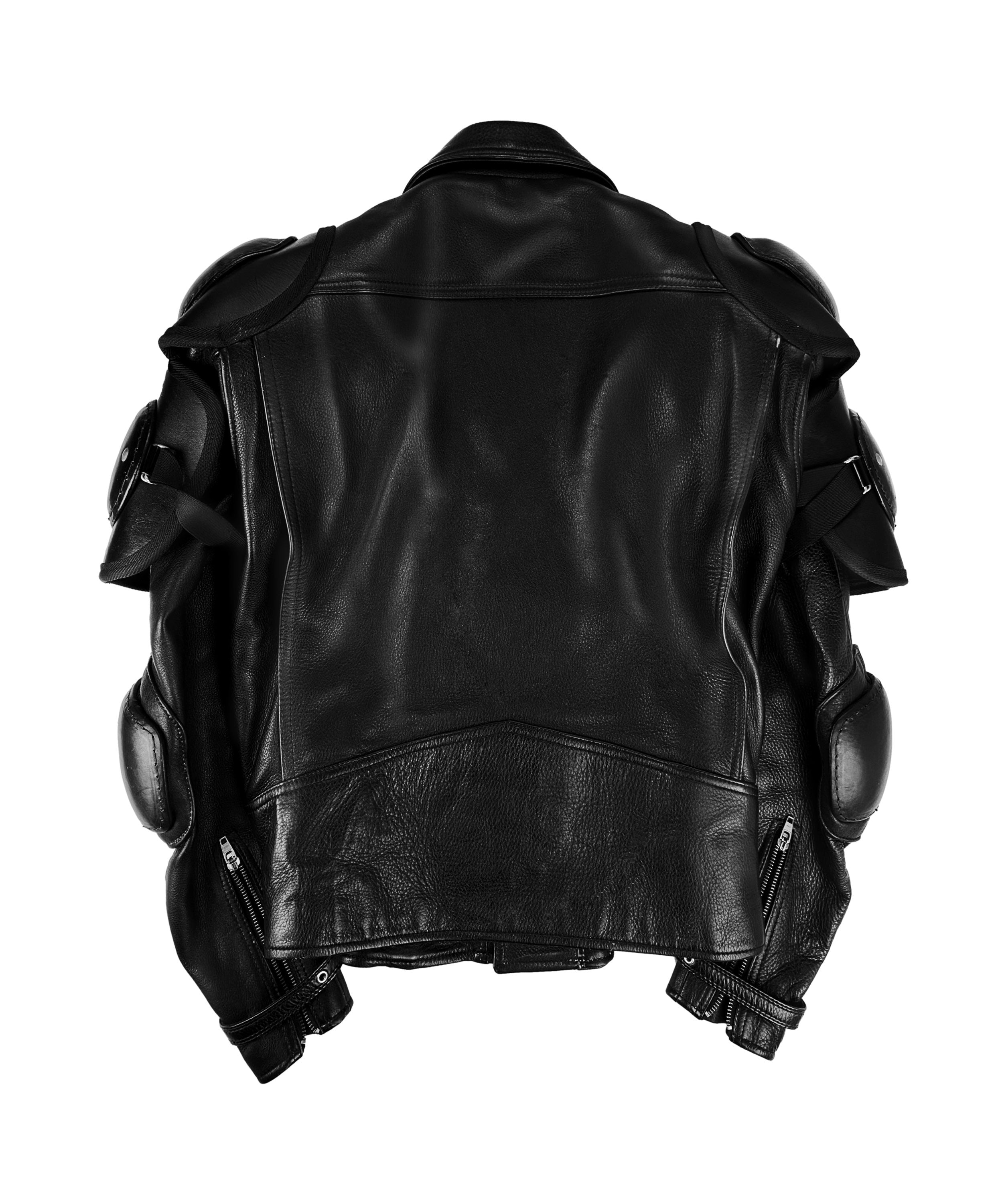 00s Kadoya ‘Battle Suit’ Armoured Black Leather Biker Jacket