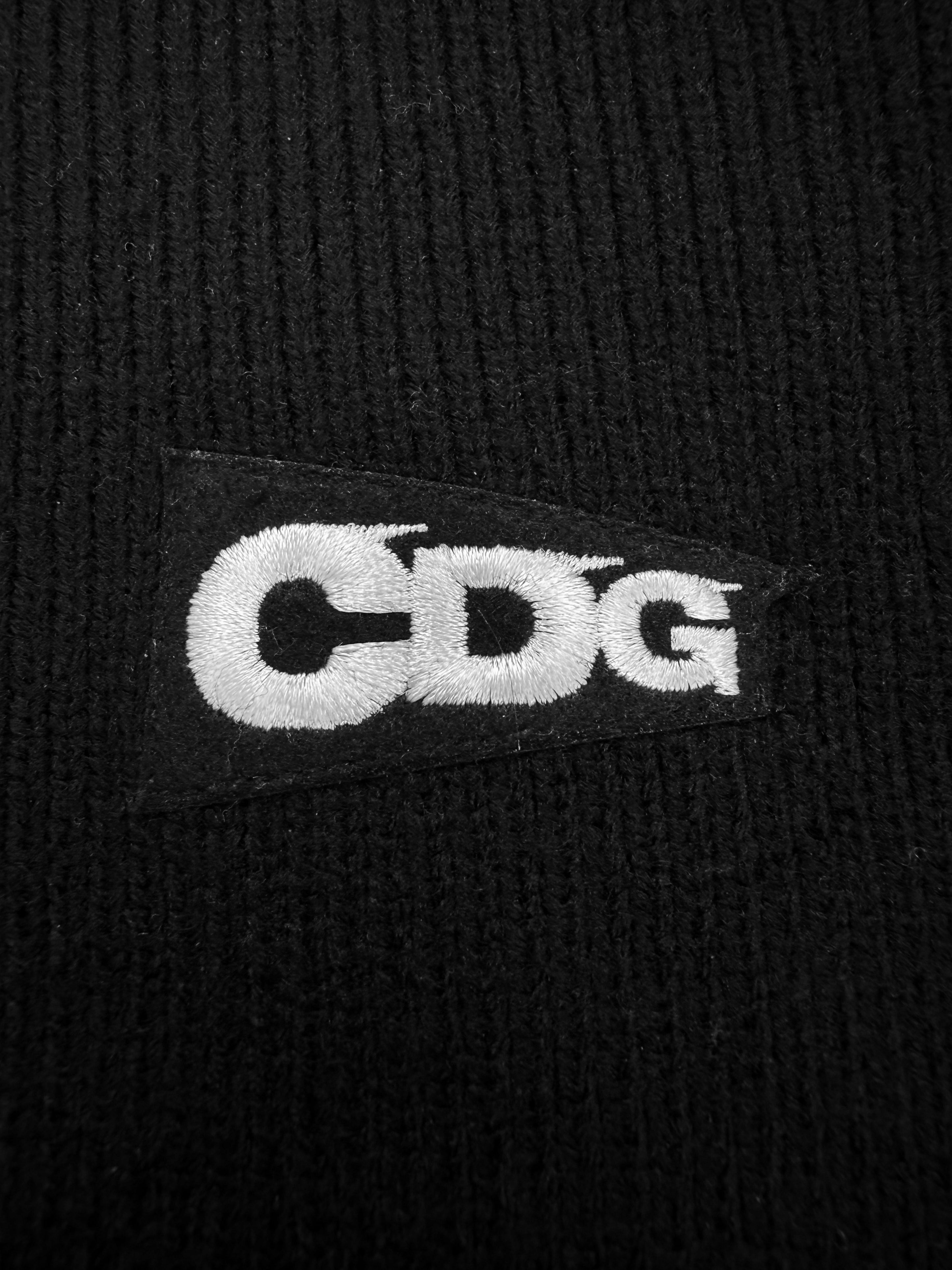 Comme des Garçons ‘CDG’ Embroidered Logo Black Knit Cardigan
