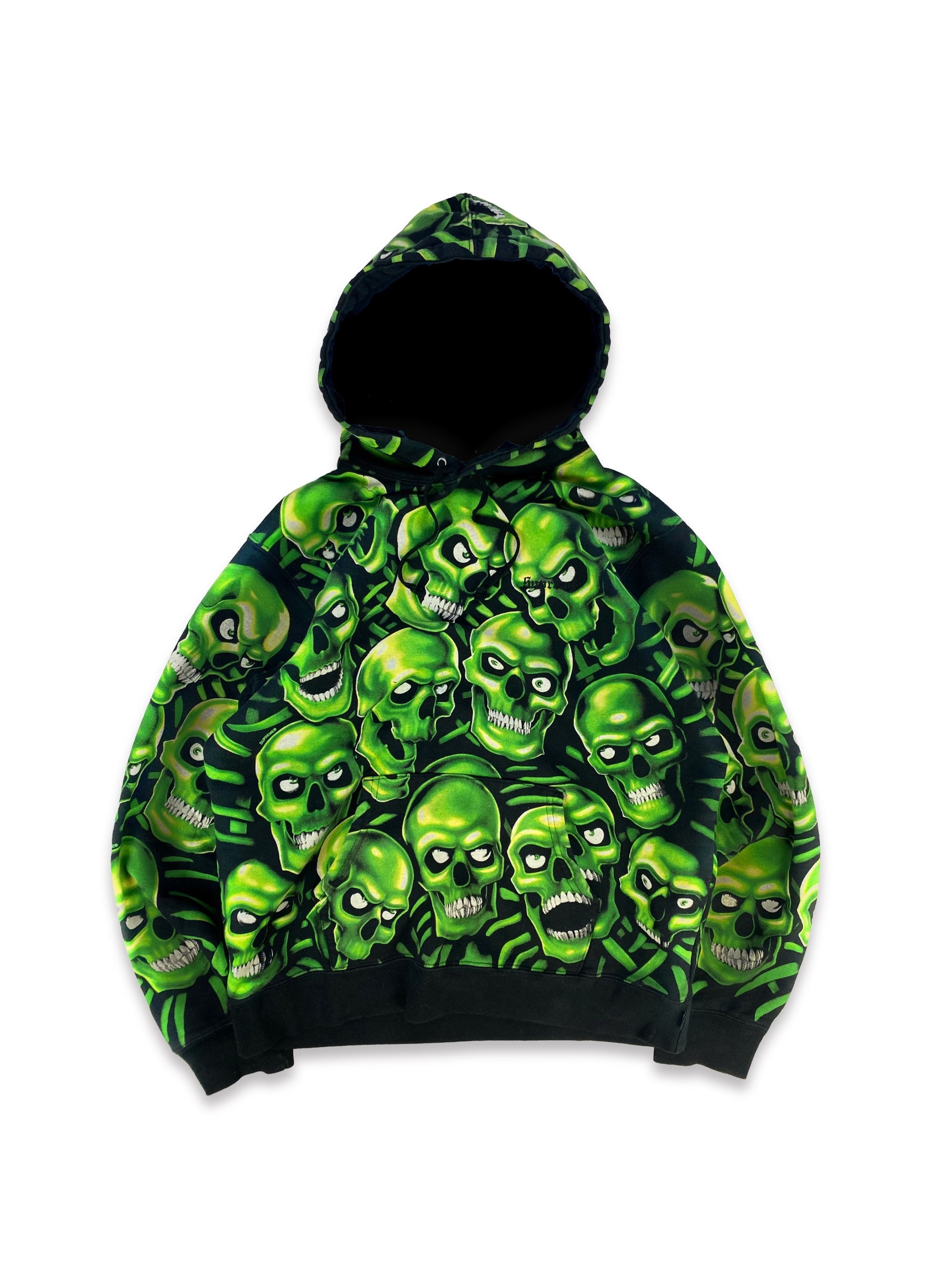 SS18 Supreme ‘Skull Pile’ Phosphorescent Full Print Hoodie