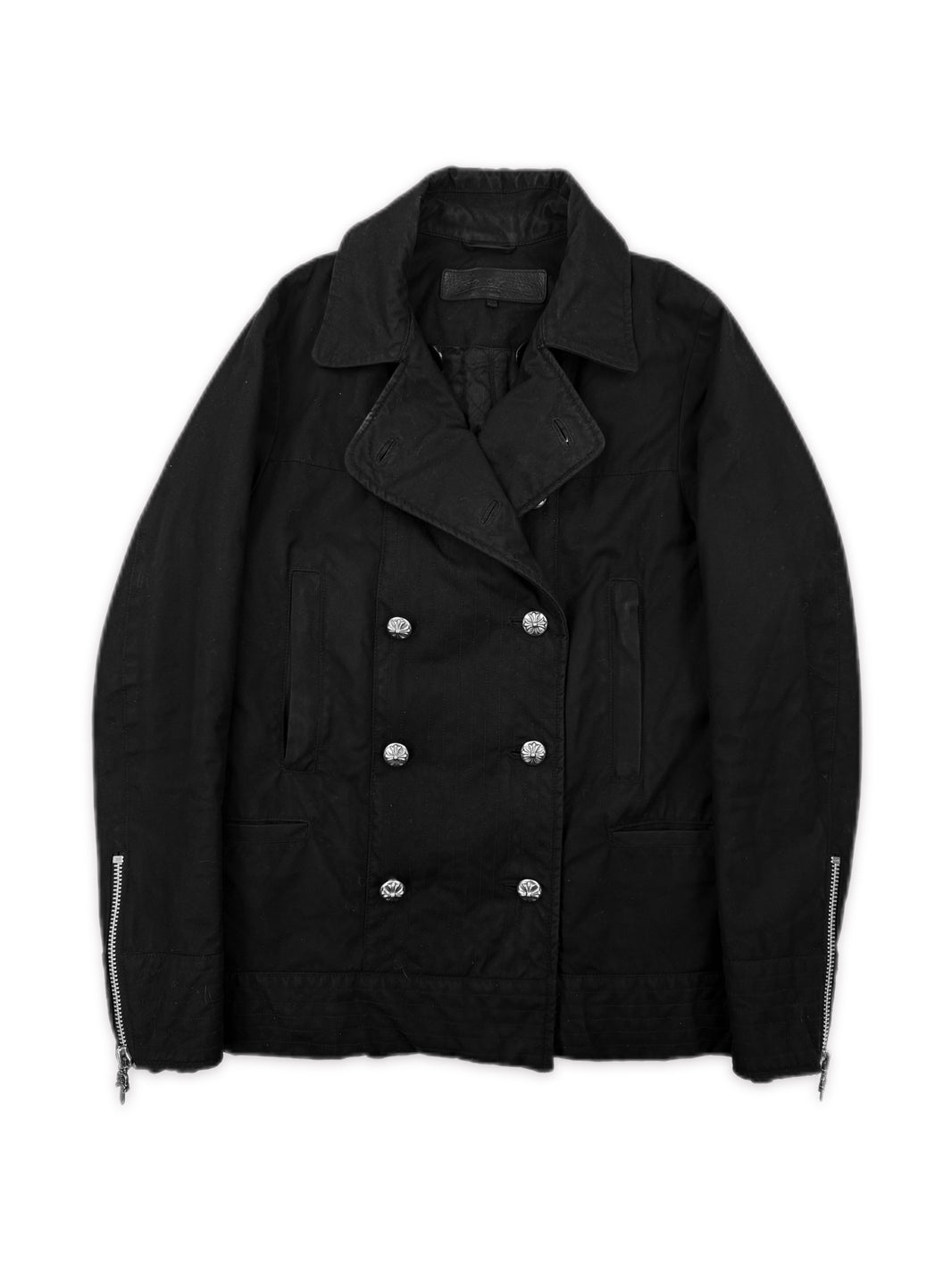Chrome Hearts Dagger Zip Fleur Back Lined Black Peacoat