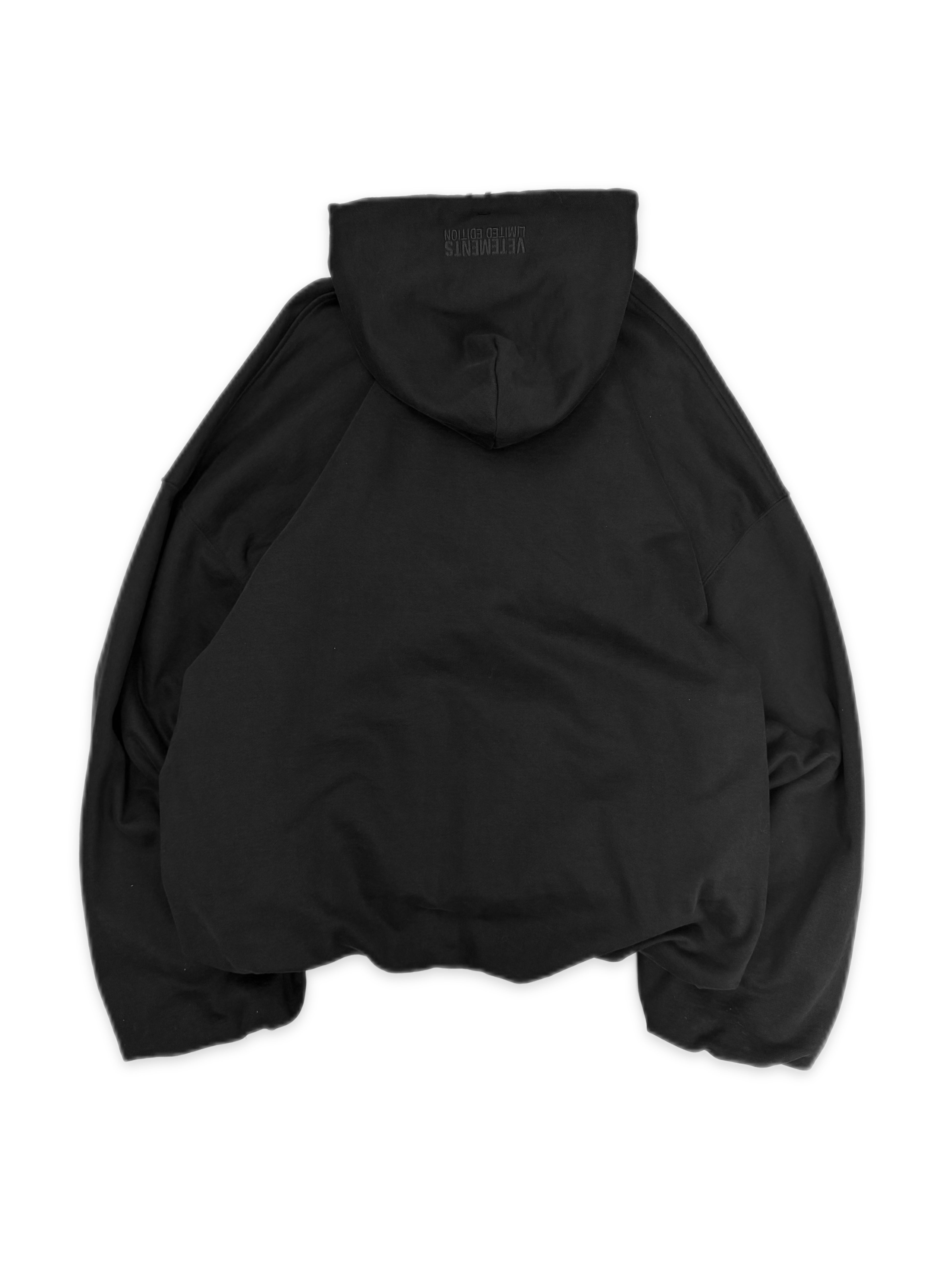 Vetements Limited Edition Chest Logo Hidden Seam Black Hoodie