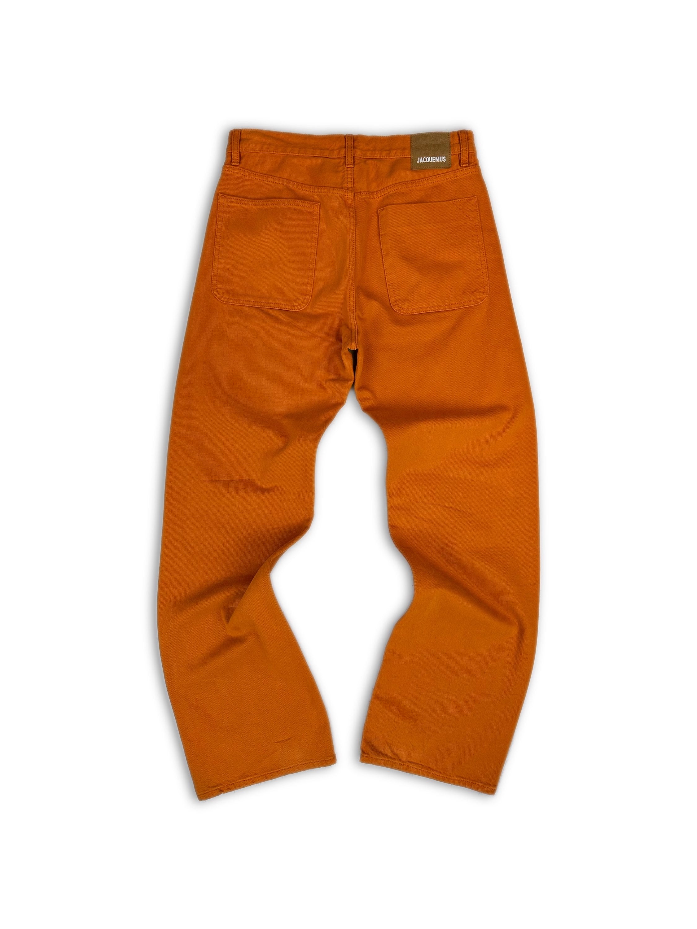 Jacquemus Embroidered ‘J’ Logo Orange Flared Denim