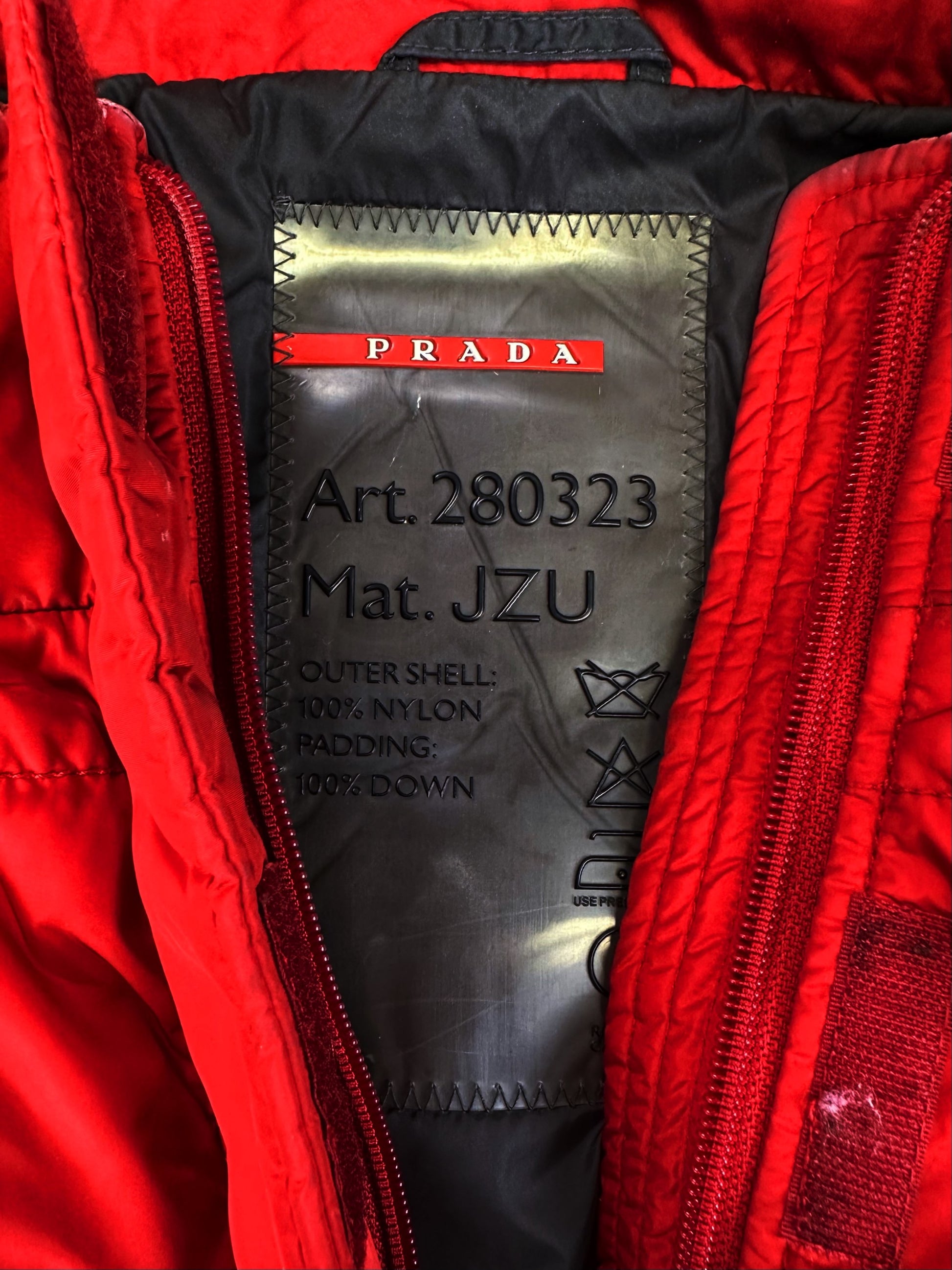 Prada Sport Linea Rossa Down Fill Two Tone Puffer Jacket