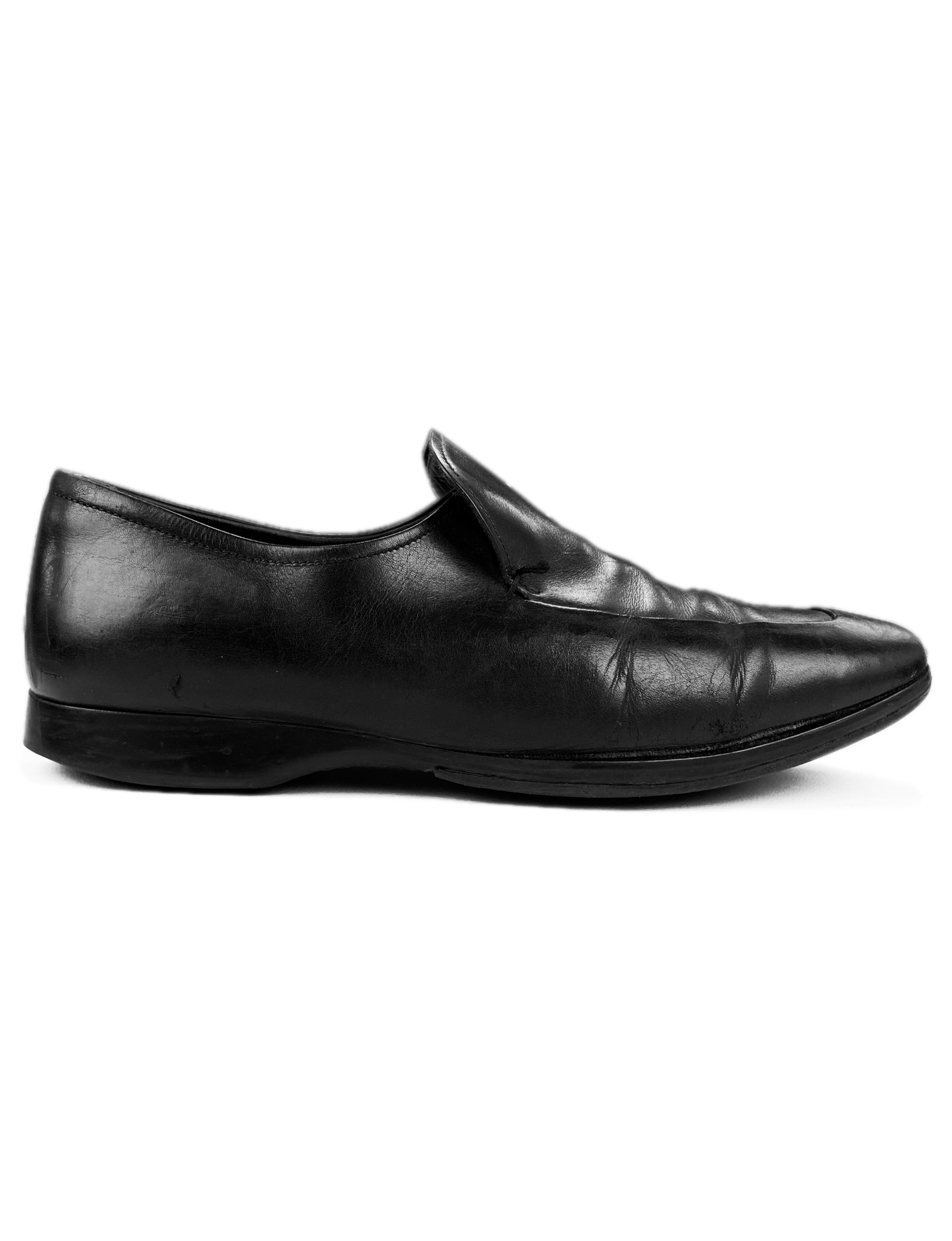 Prada Black Leather Slip-on Loafers