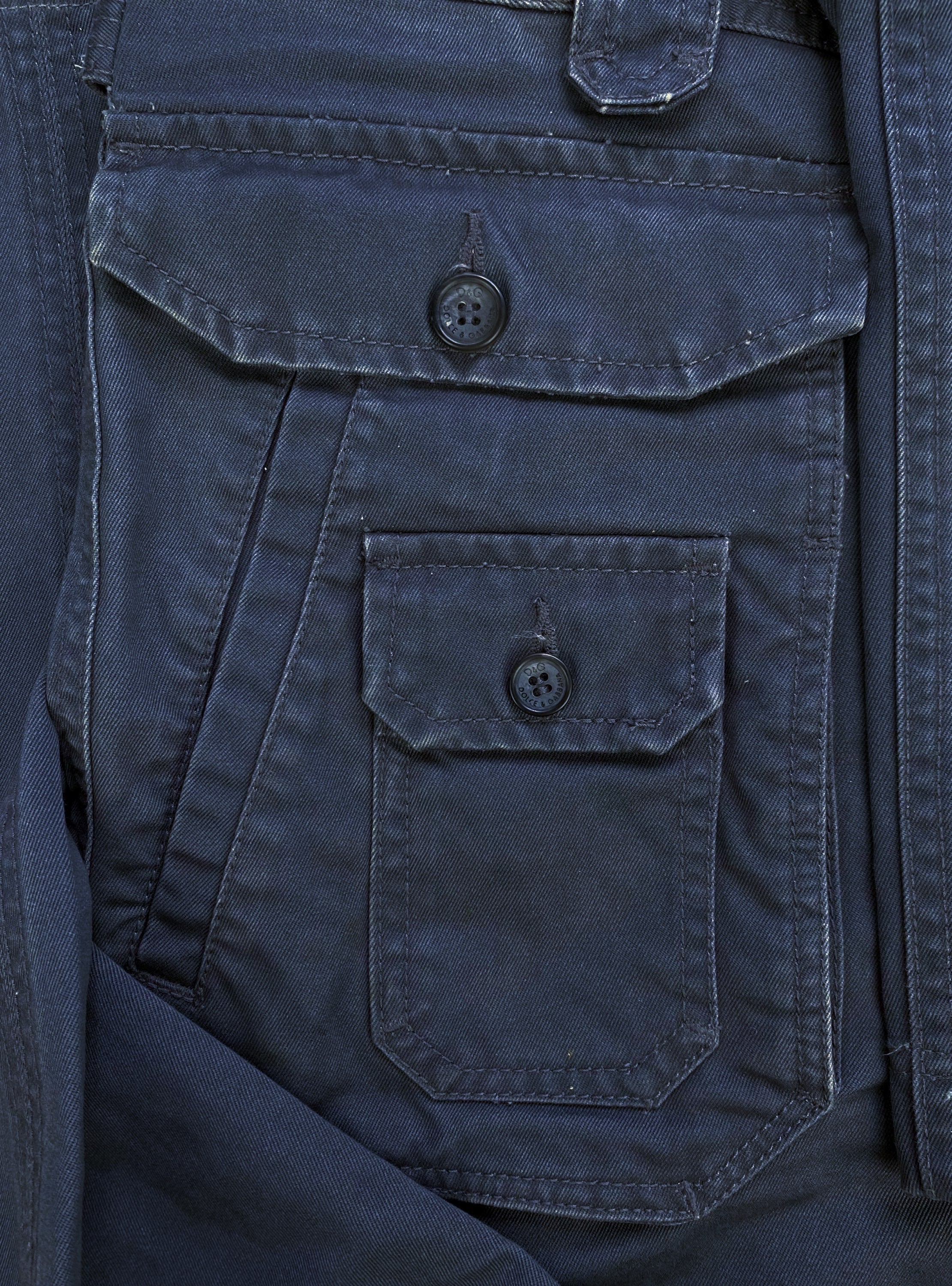 2000s Dolce & Gabbana Multi Pocket Utility Slate Blue Cargo Pants