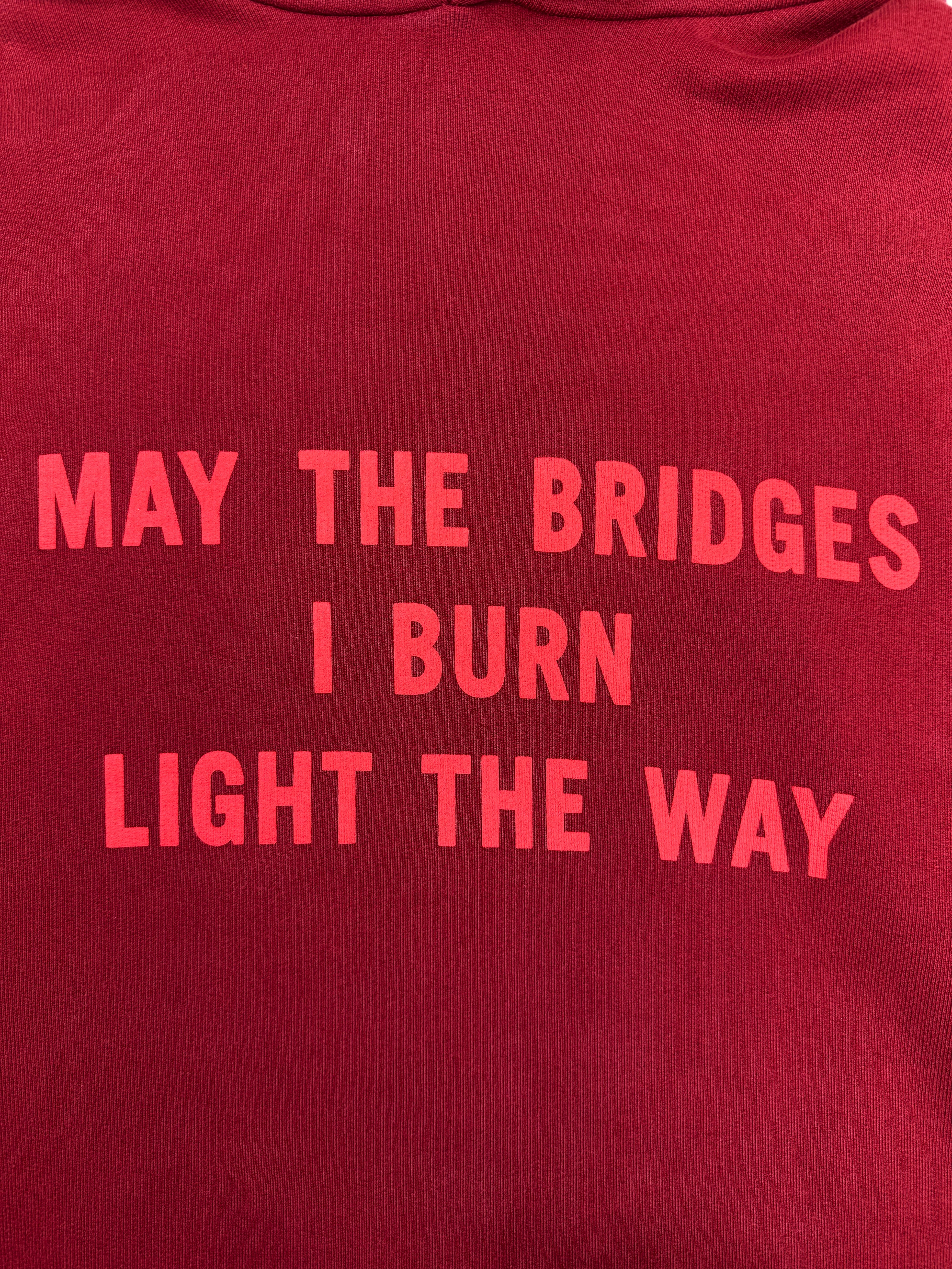 AW17 Vetements Homme ‘Bridges I Burn’ Burgundy Slogan Hoodie