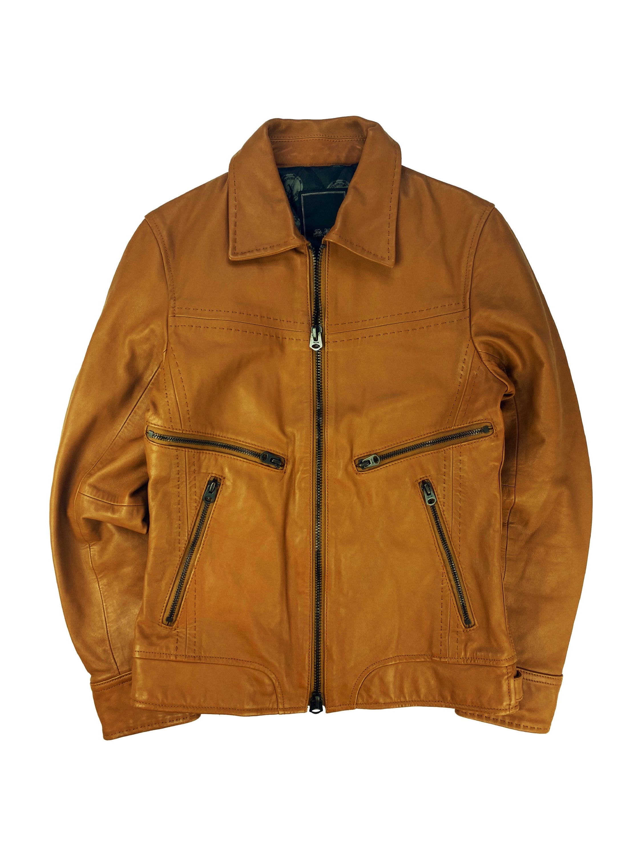 00s Tete Homme Caramel Multi-zip Leather Jacket