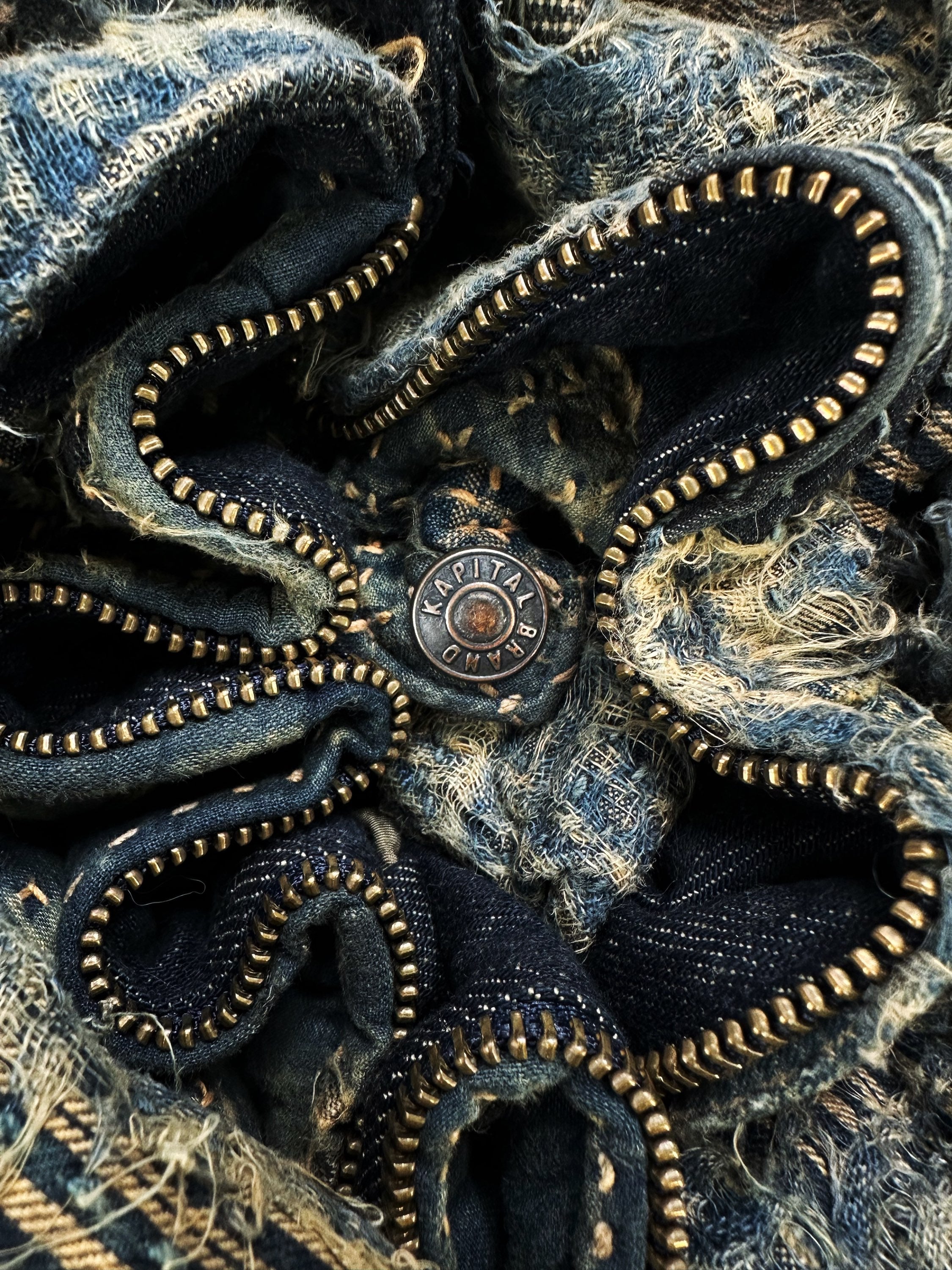 AW24 Kapital ‘Boro’ Stitch Zip-up Reworked Denim Jacket