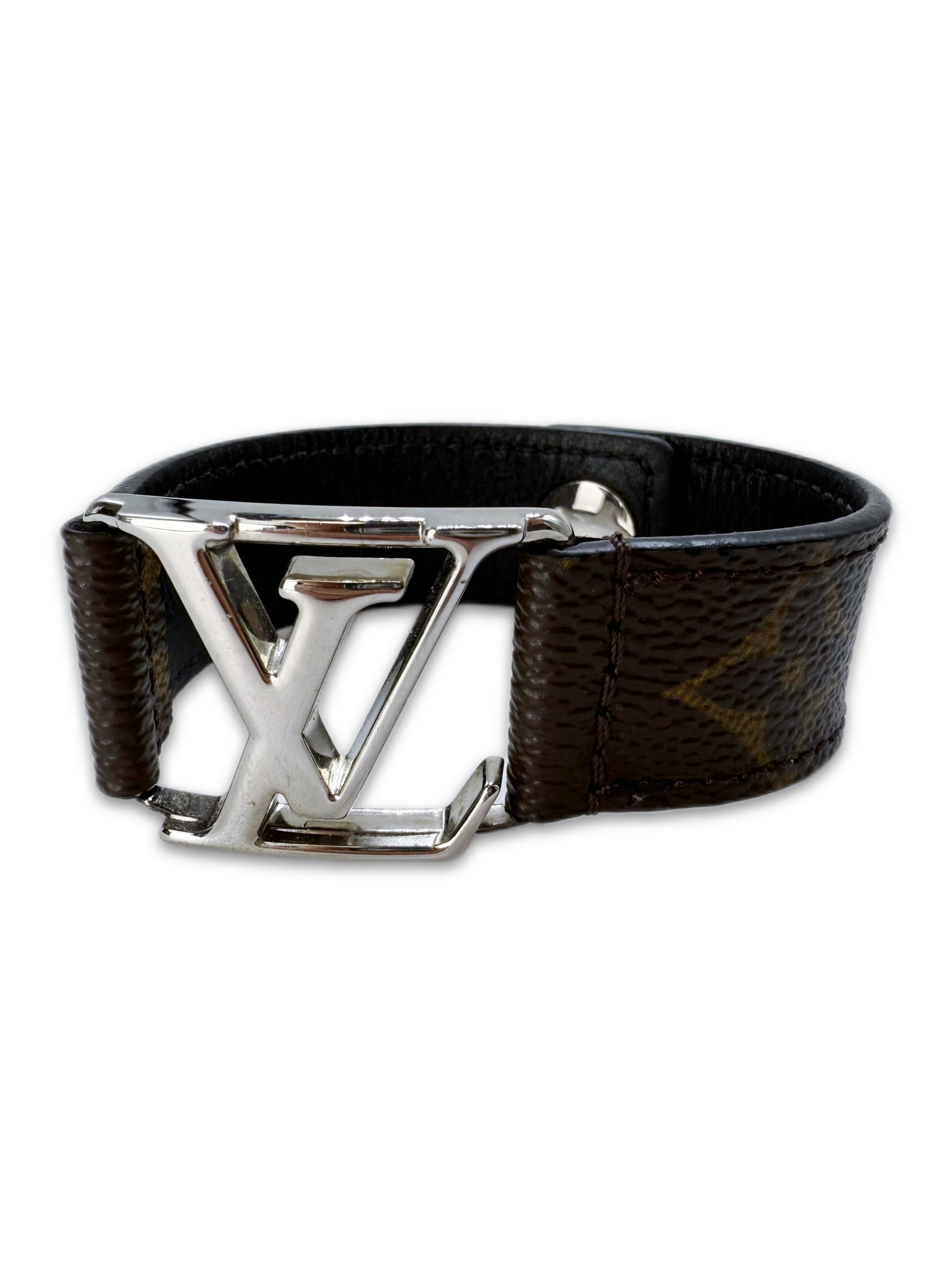 Louis Vuitton Monogram ‘LV’ Buckle Leather Bracelet