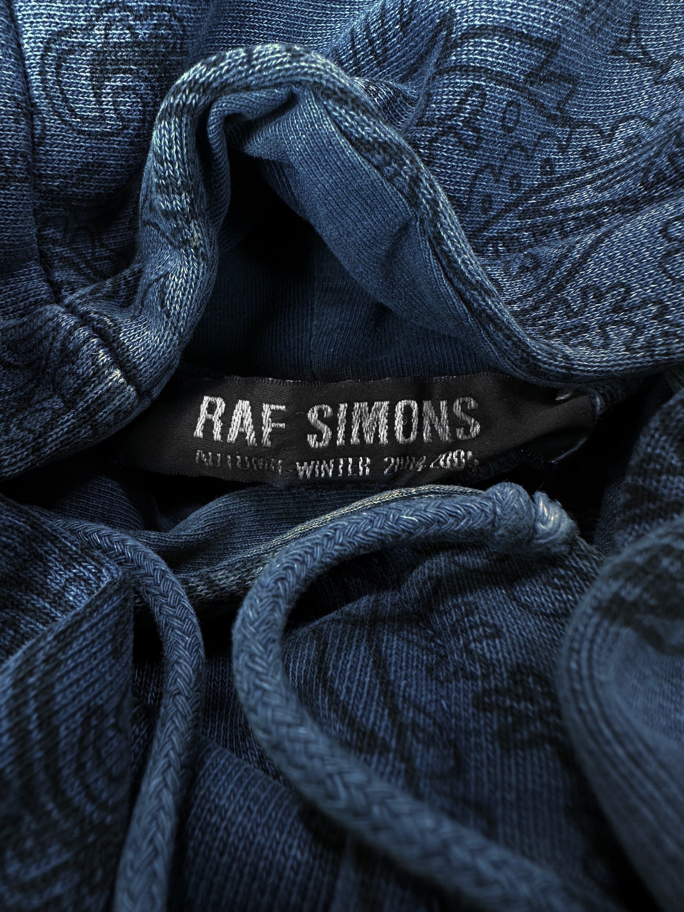 AW04 Raf Simons ‘Waves’ Blue Paisley Shipwreck Hoodie