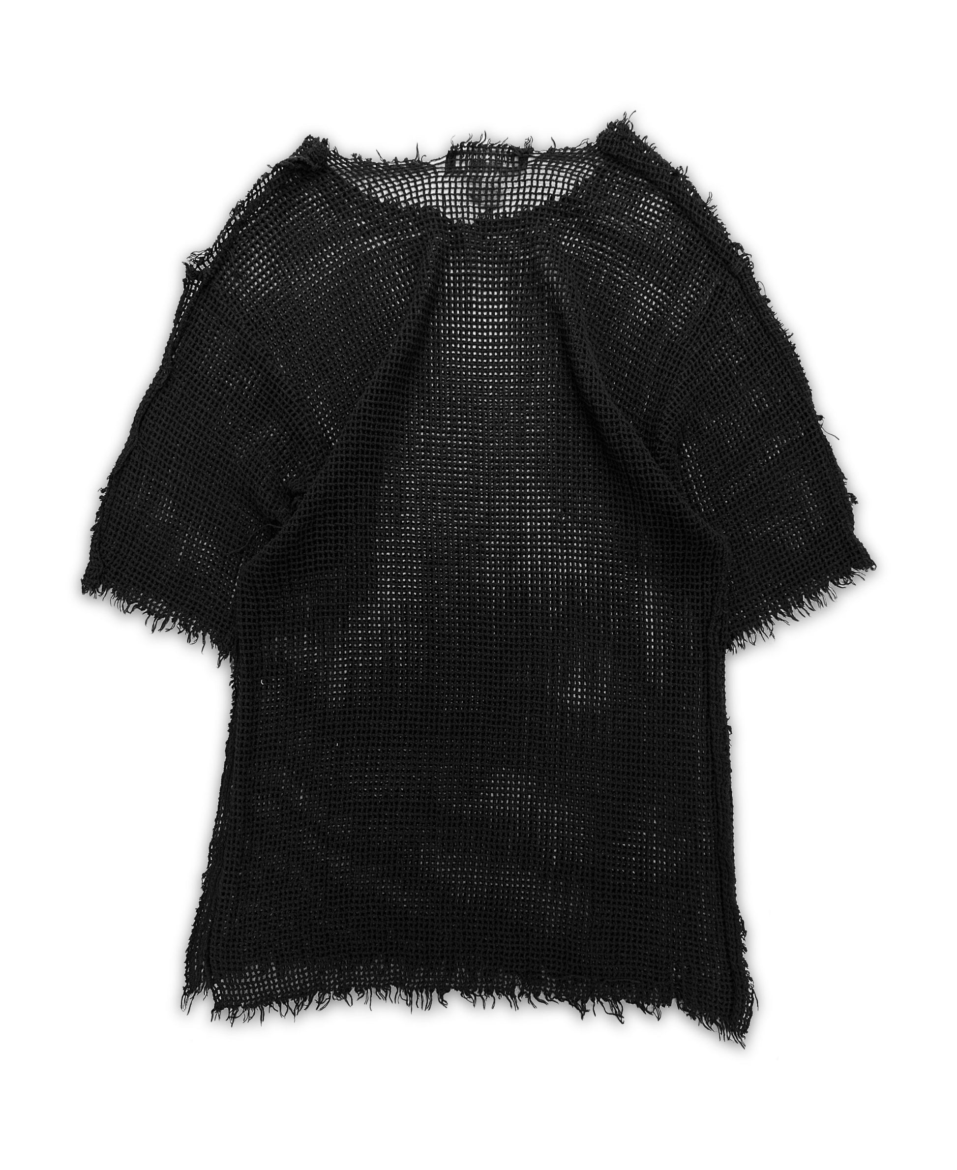 AW98 Raf Simons ‘Radioactivity’ Black Mesh Distressed T-Shirt