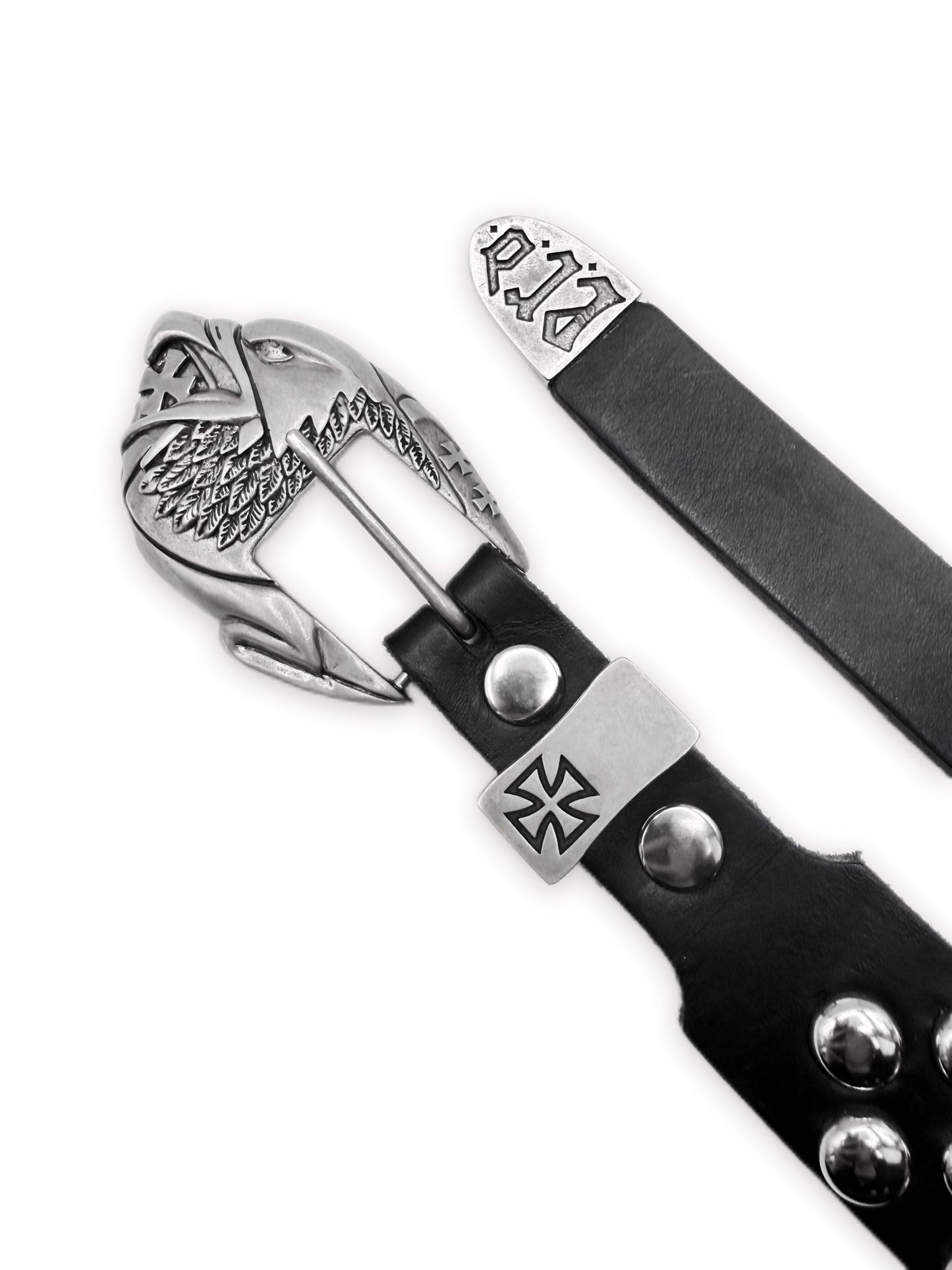 Enfants Riches Deprimes Eagle Buckle Dome Silver Studded Three Row Belt