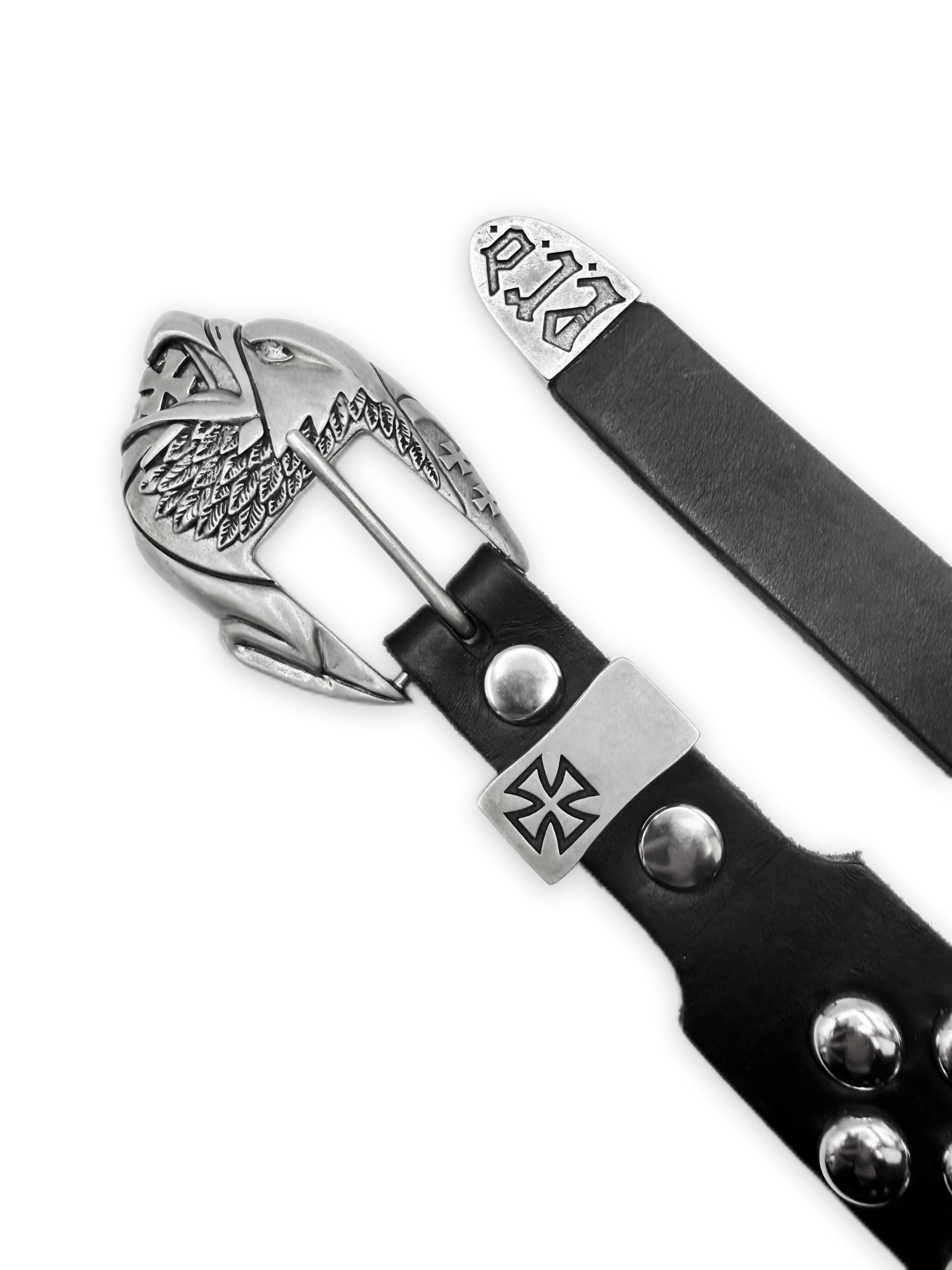 Enfants Riches Deprimes Eagle Buckle Dome Silver Studded Three Row Belt