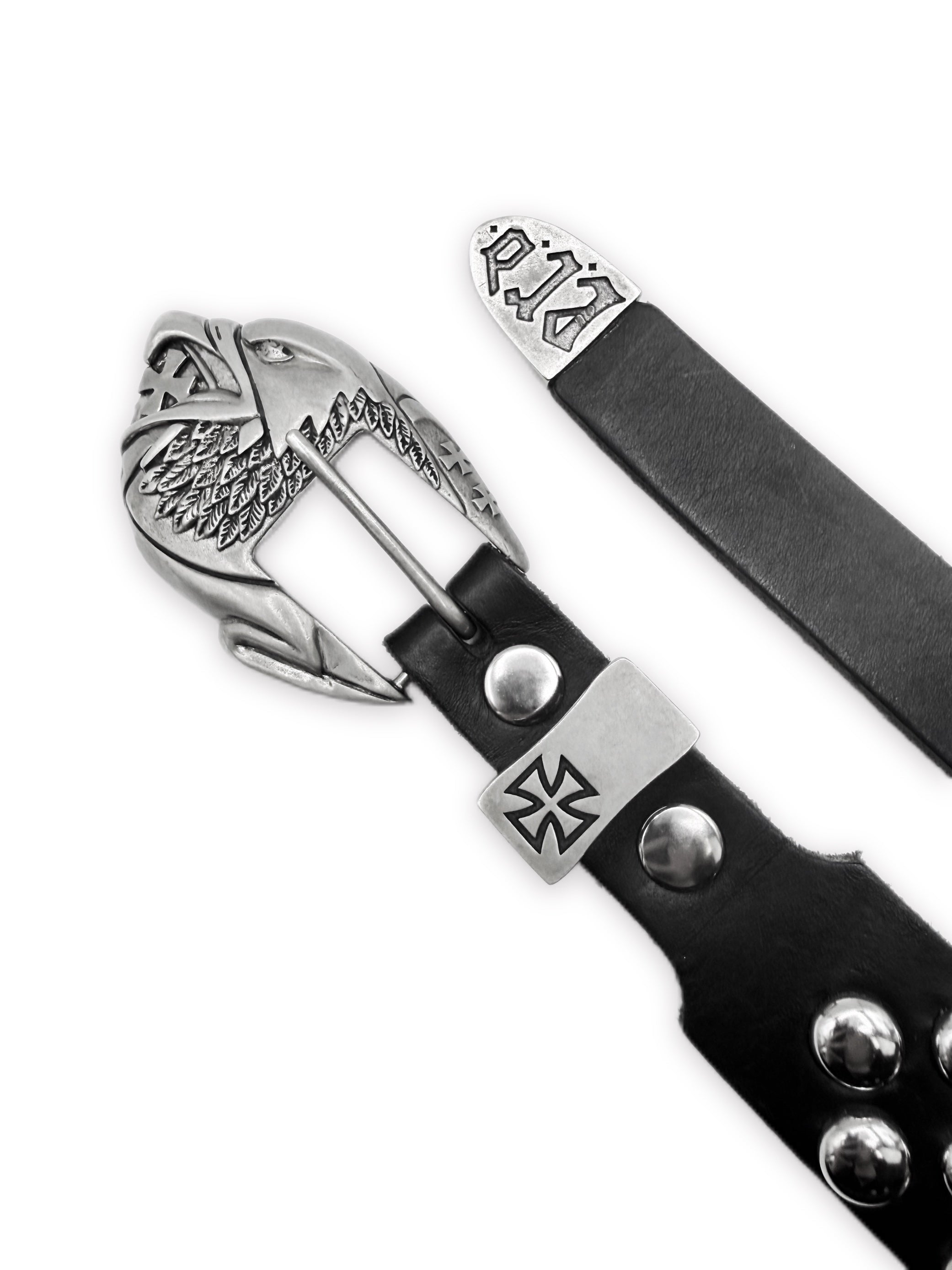 Enfants Riches Deprimes Eagle Buckle Dome Silver Studded Three Row Belt