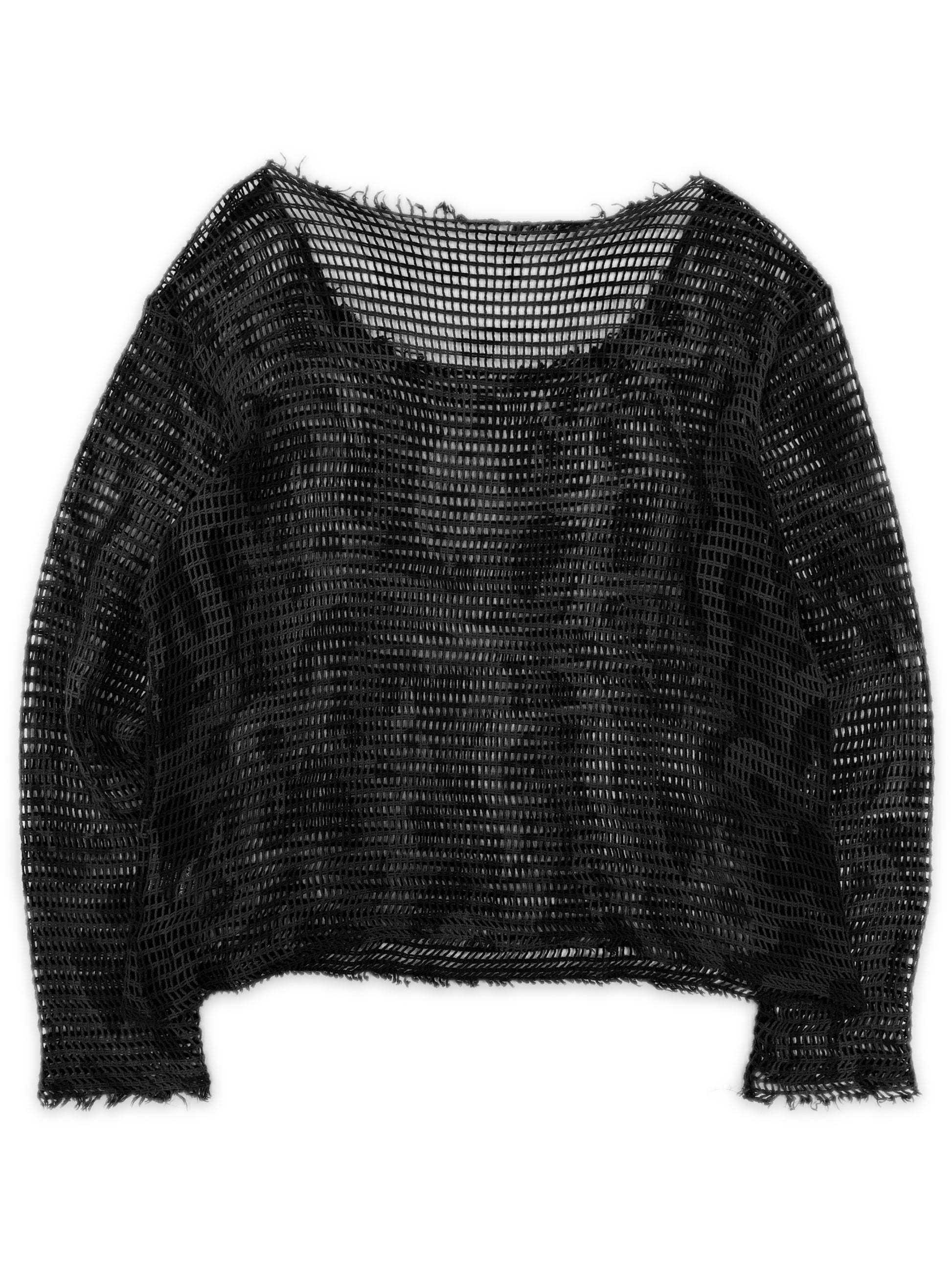 AW04 Number (N)ine Give Peace a Chance Tribal Heart Mesh Black Long Sleeve