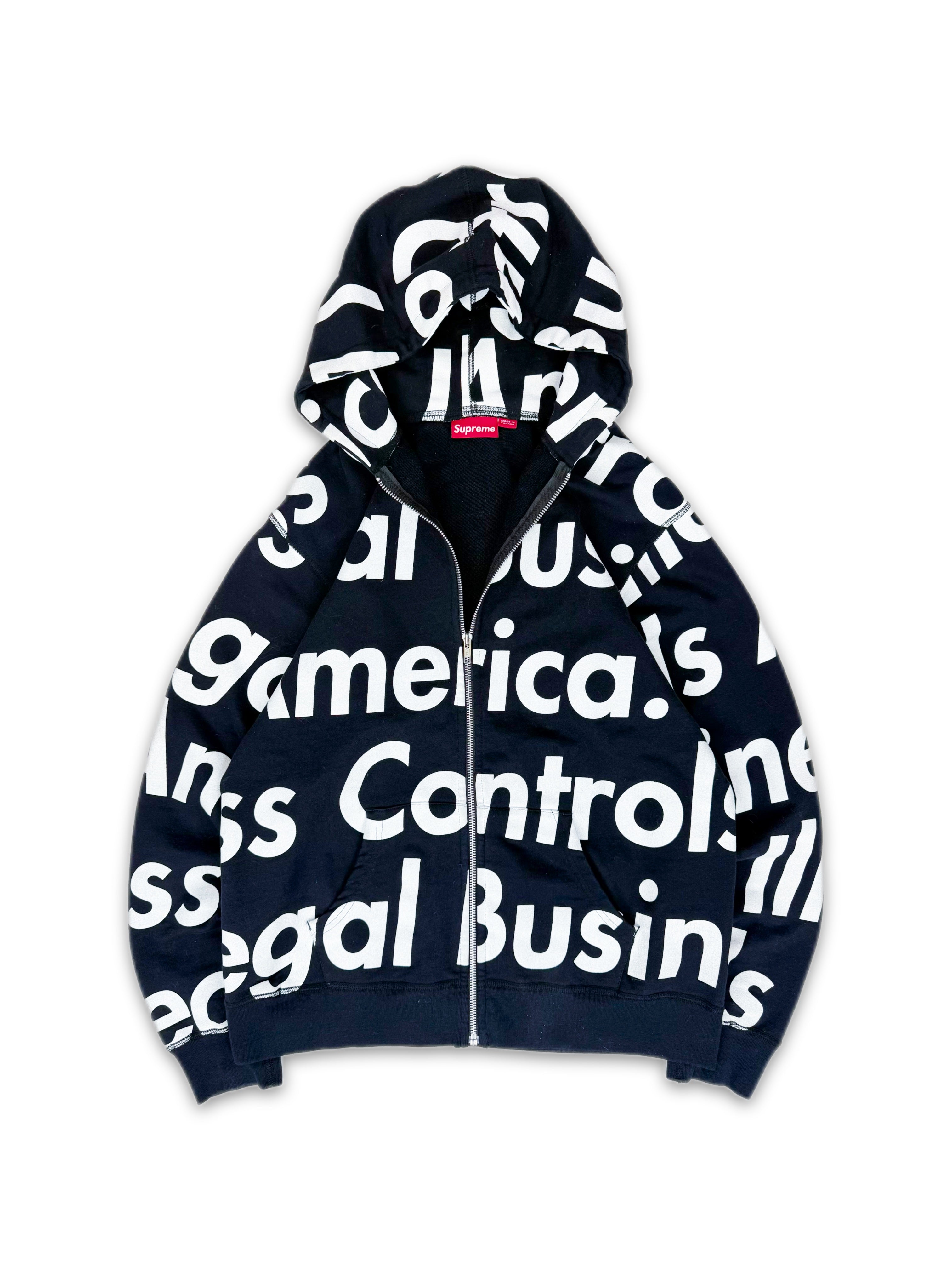 SS07 Supreme ‘Illegal Business Controls America’ Zip-up Hoodie