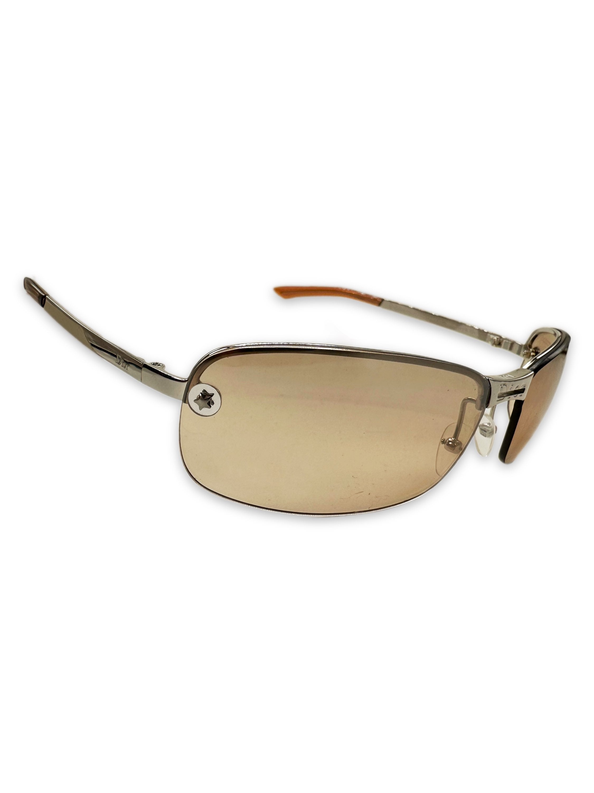 00s Dior ‘Star’ Motif Warm Tint Rimless Sunglasses