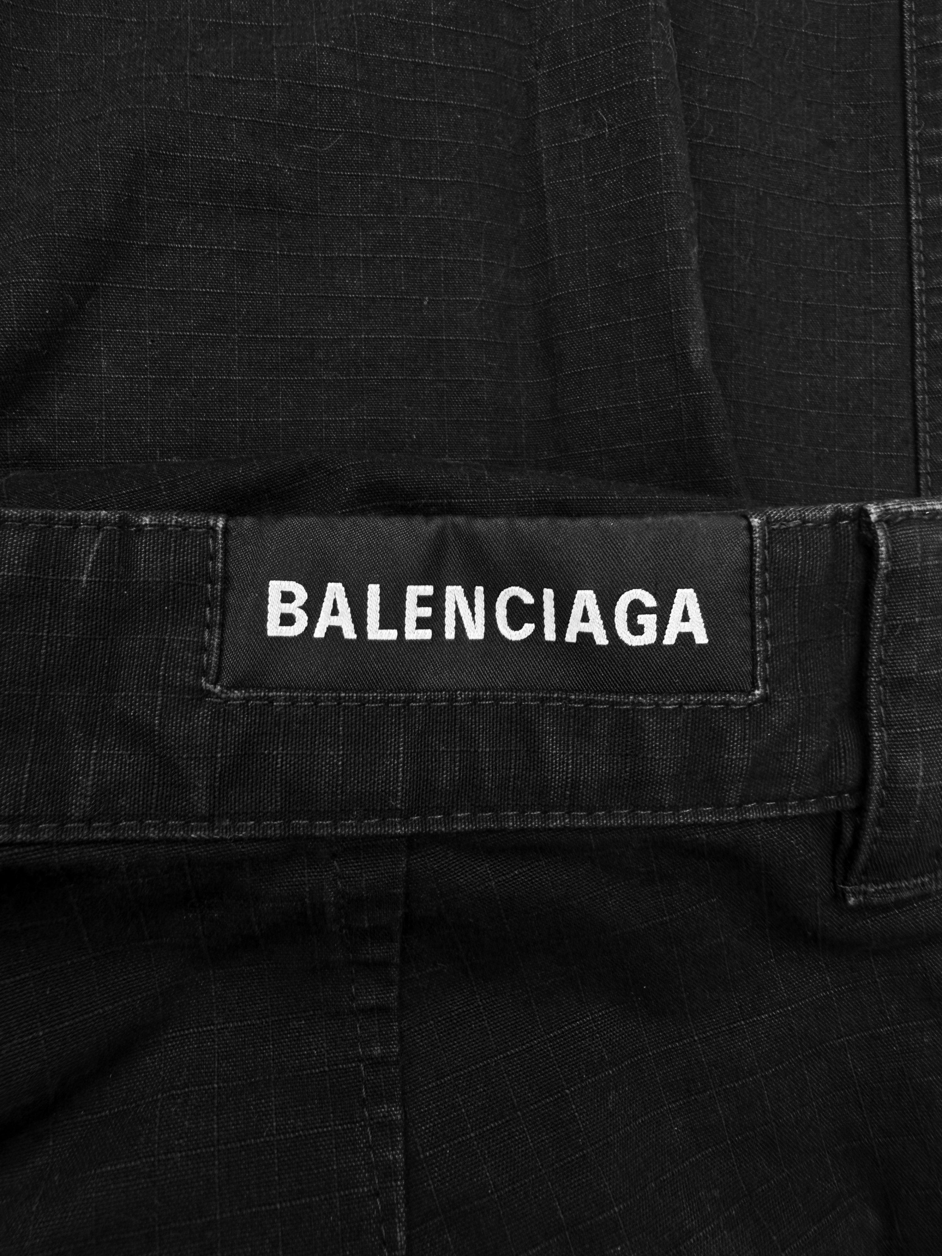 AW22 Balenciaga Multi Pocket Black Convertible Cargo Pants