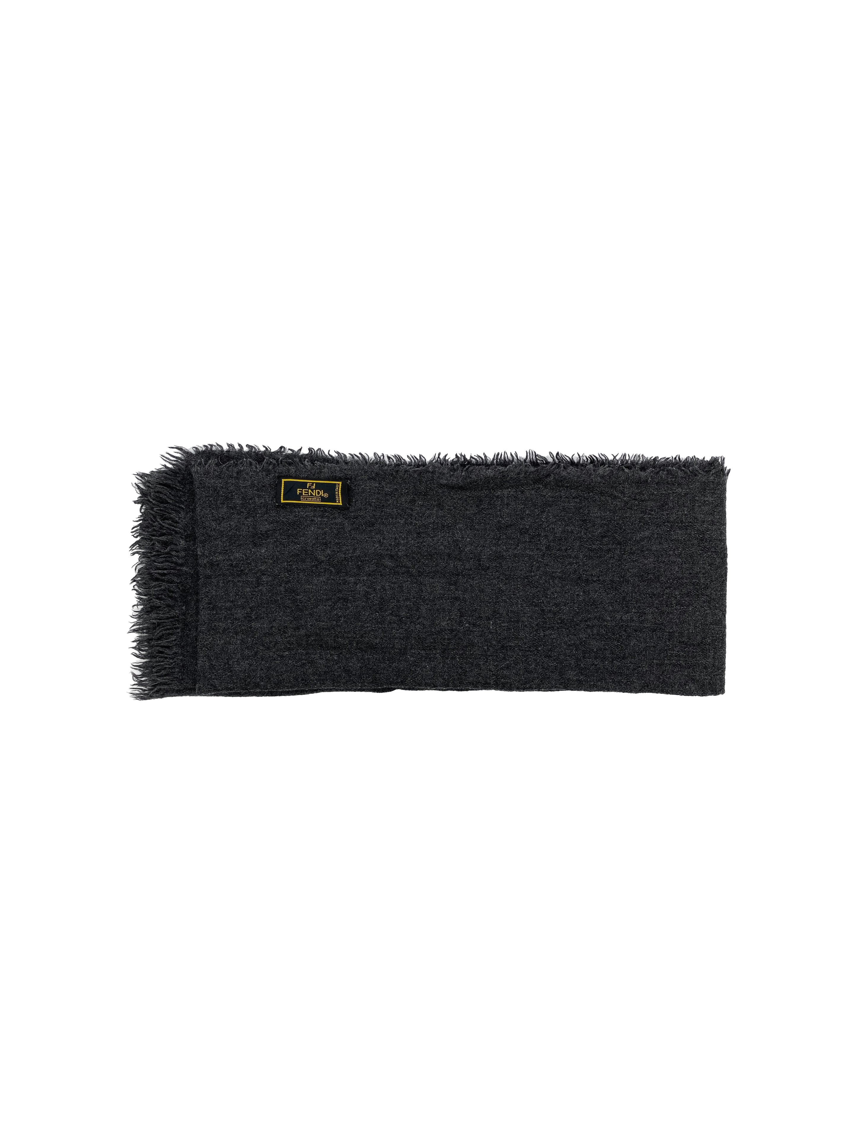 Fendi Grey Wool Knit Scarf