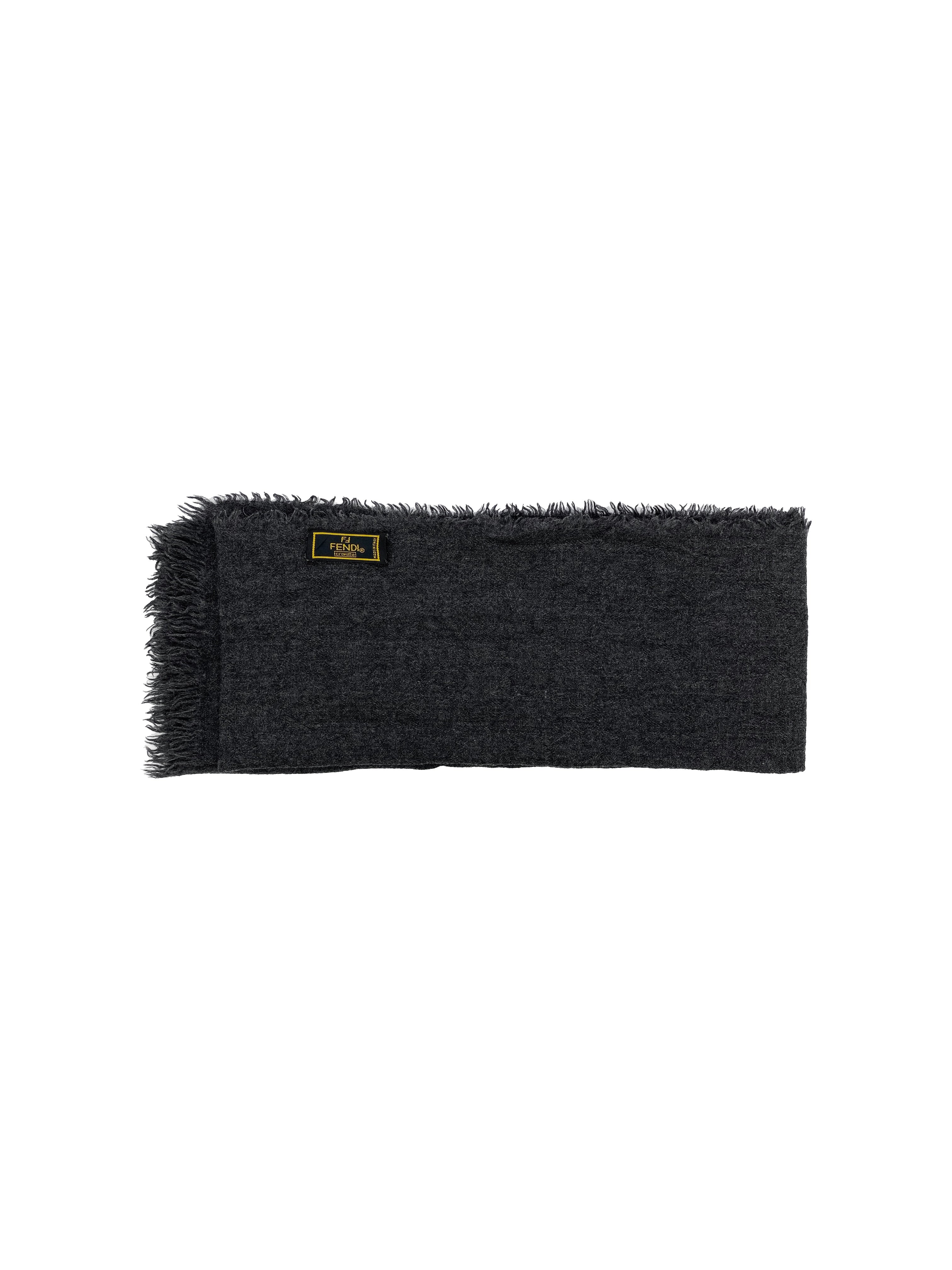 Fendi Grey Wool Knit Scarf