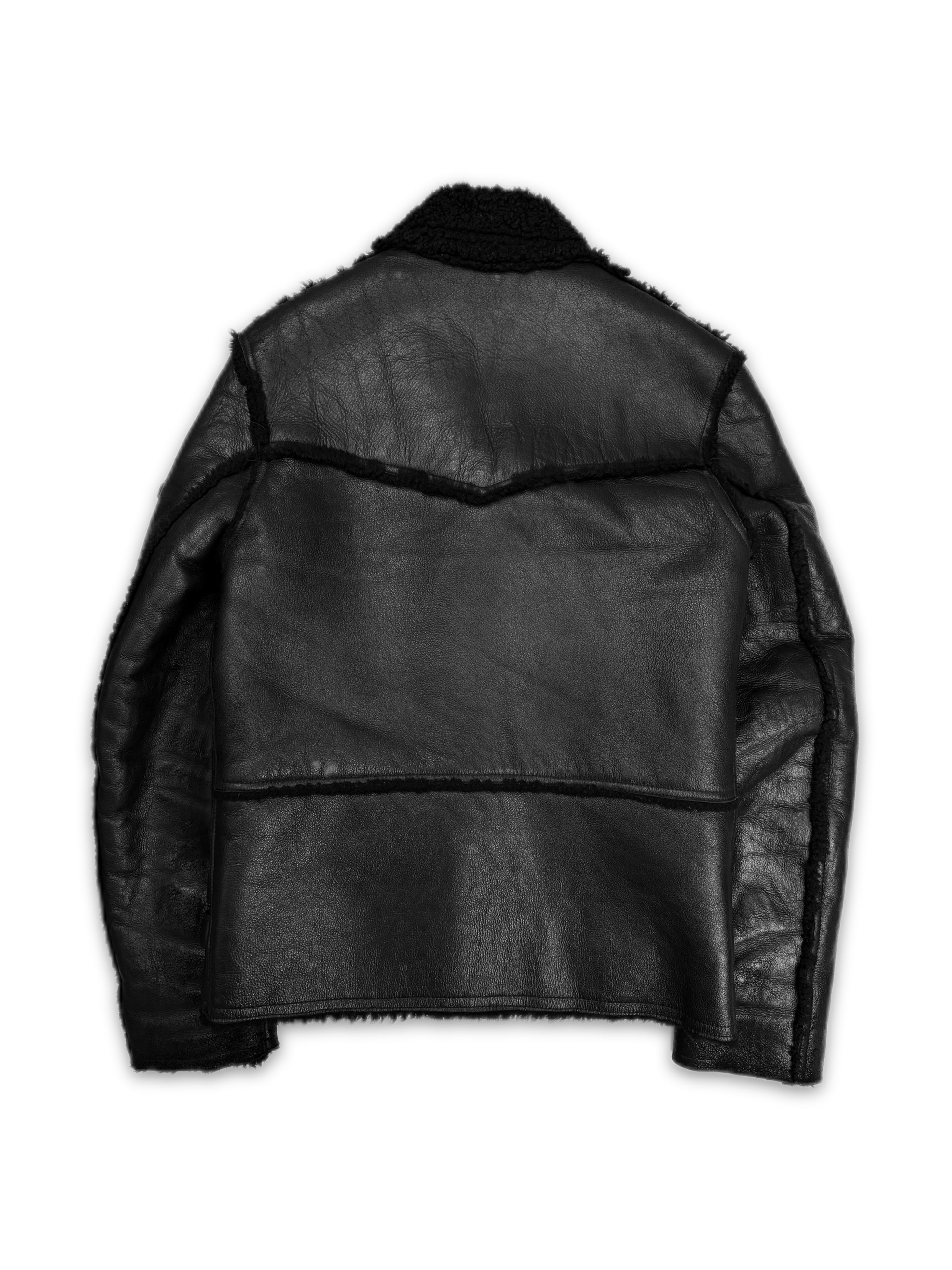 AW03 Raf Simons ‘Closer’ Shearling Lined Black Leather Perfecto Jacket