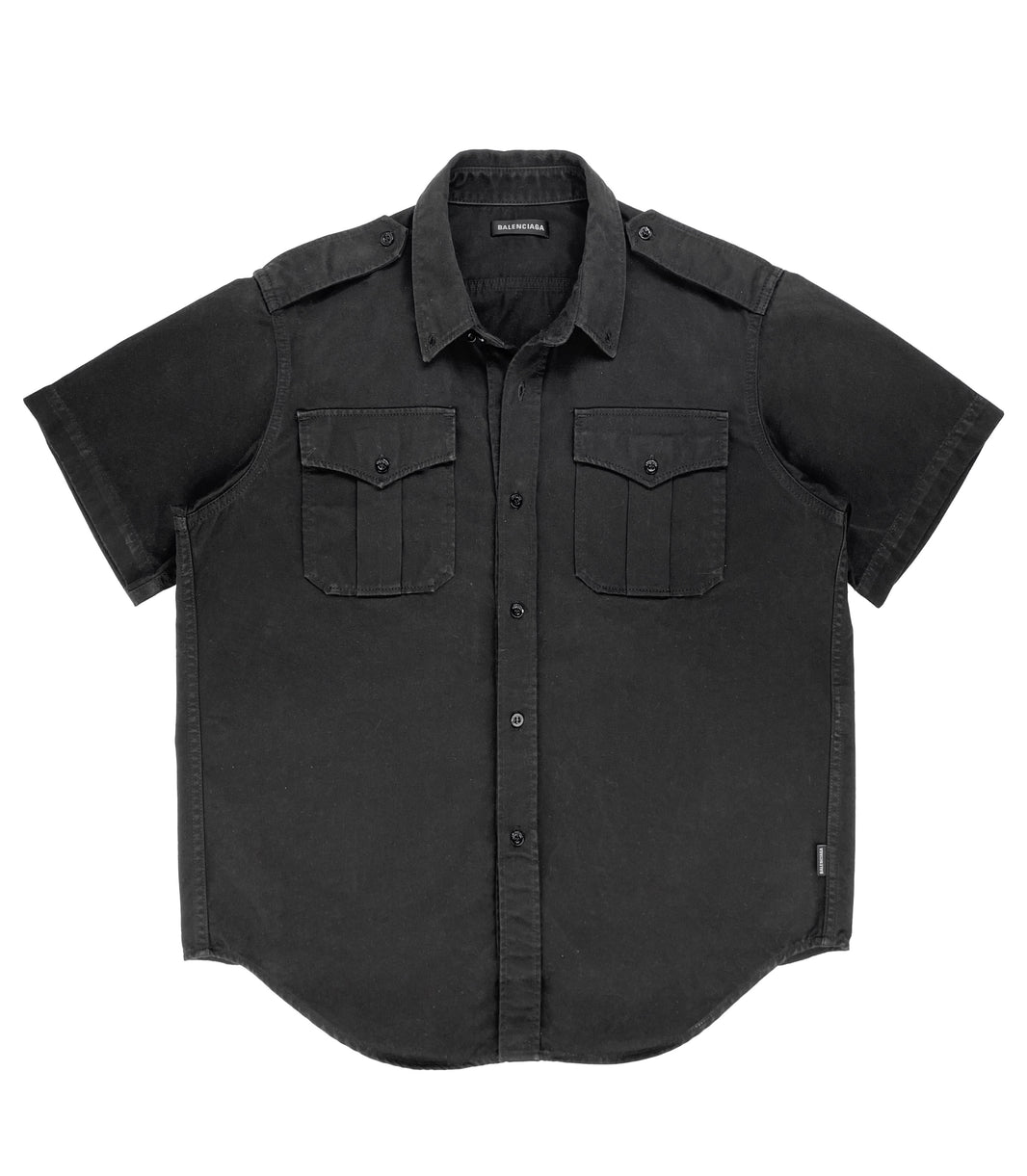 FW17 Balenciaga Cargo Pocket Embroidered Button Up Shirt
