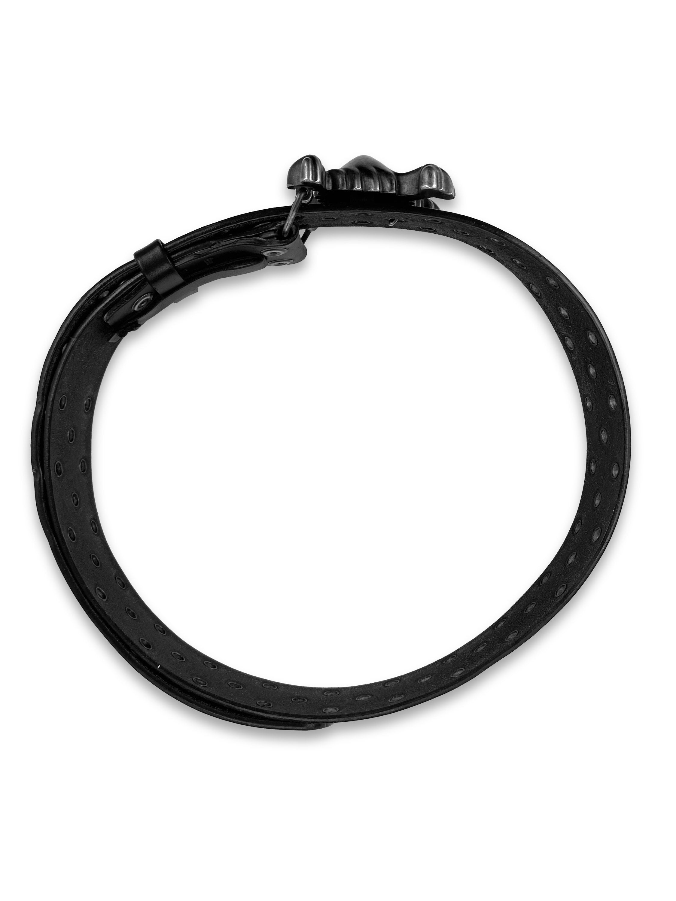 00s Oakley ‘Skull & Crossbones’ Riveted Black Leather Belt