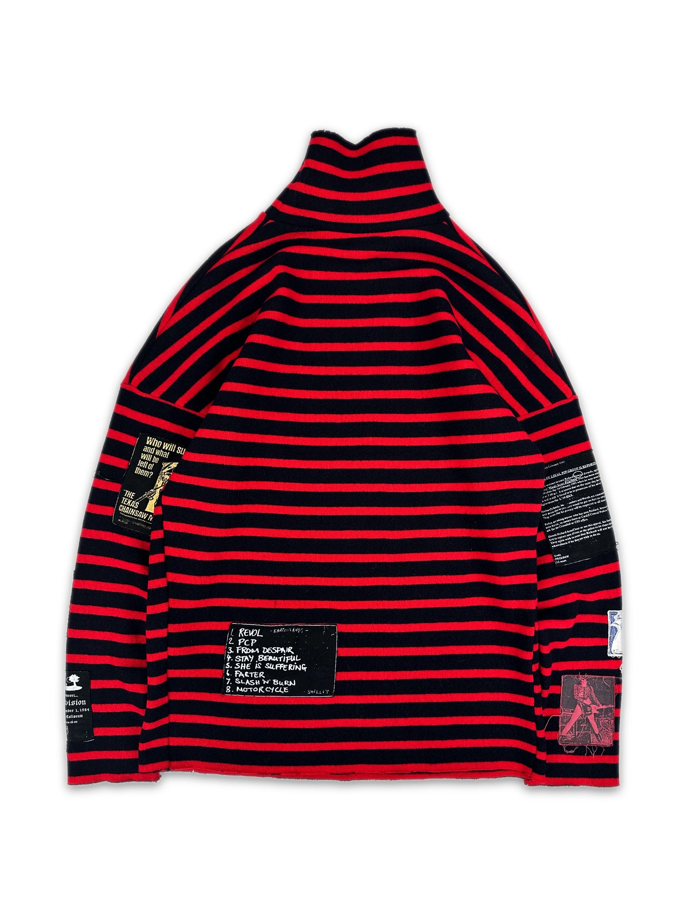 AW01 Raf Simons ‘Riot, Riot, Riot’ Patch Striped Turtleneck Sweater