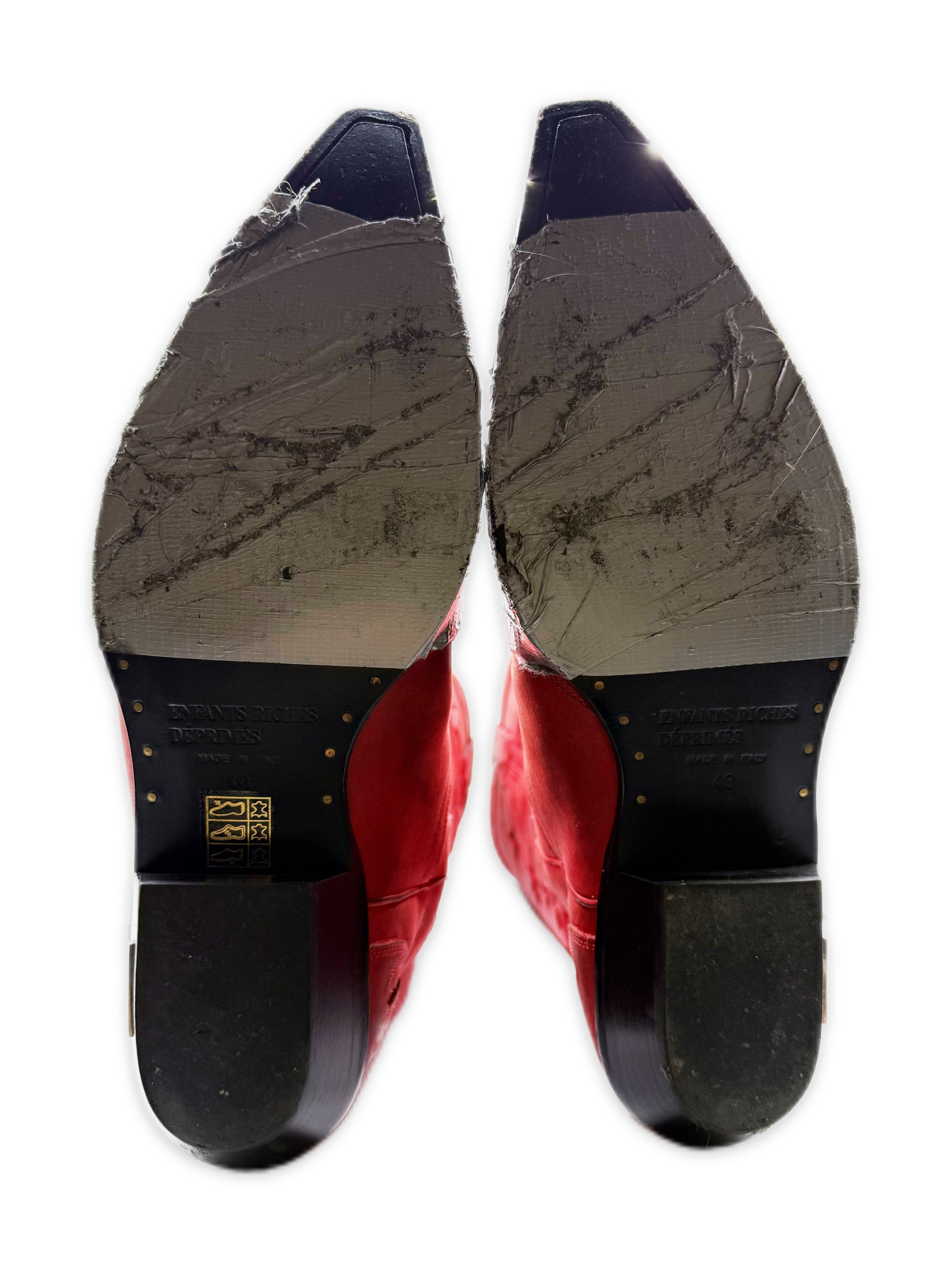 Enfants Riches Deprimes ‘Duct Tape’ Red Suede Cowboy Western Boots