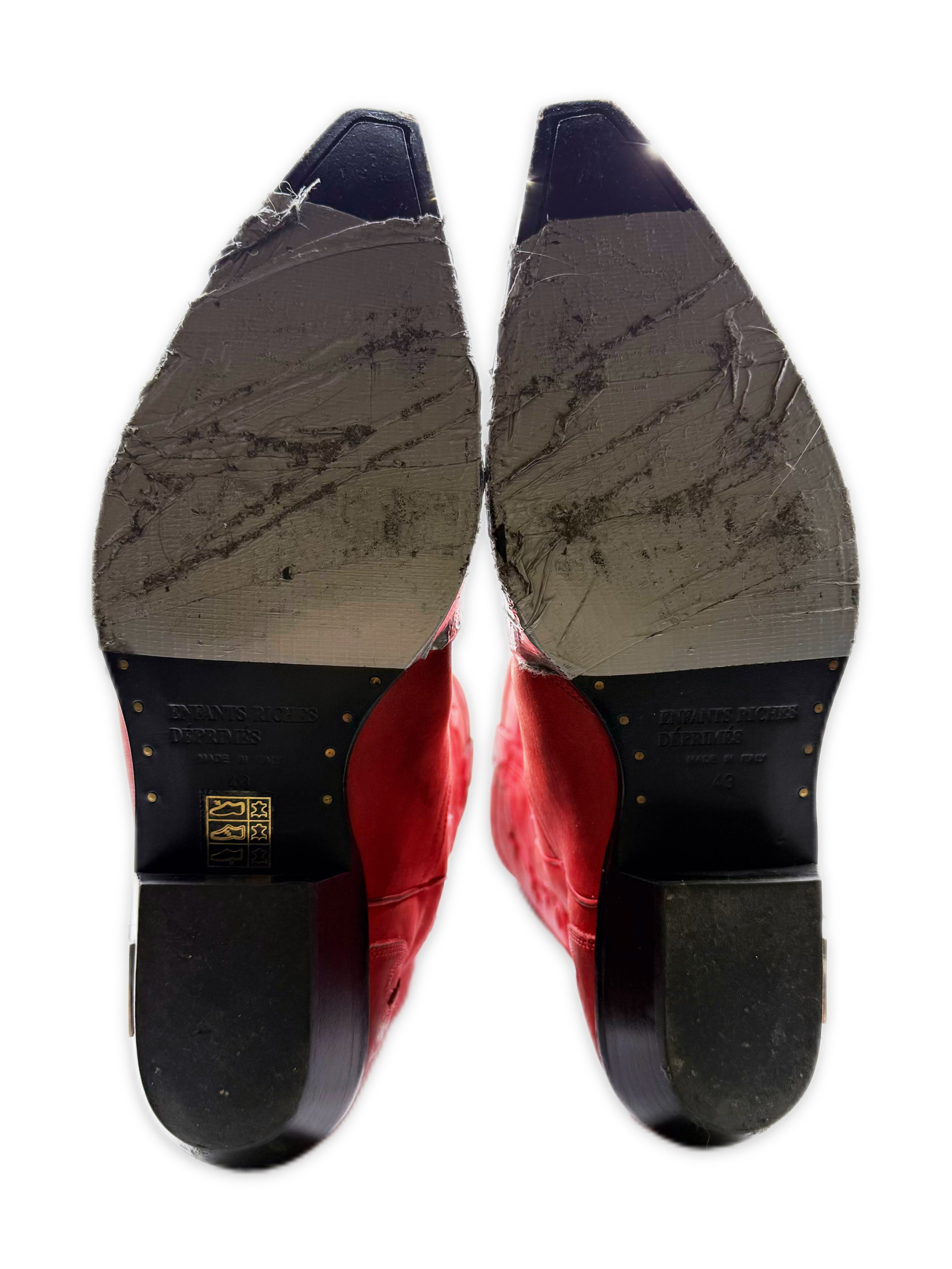 Enfants Riches Deprimes ‘Duct Tape’ Red Suede Cowboy Western Boots