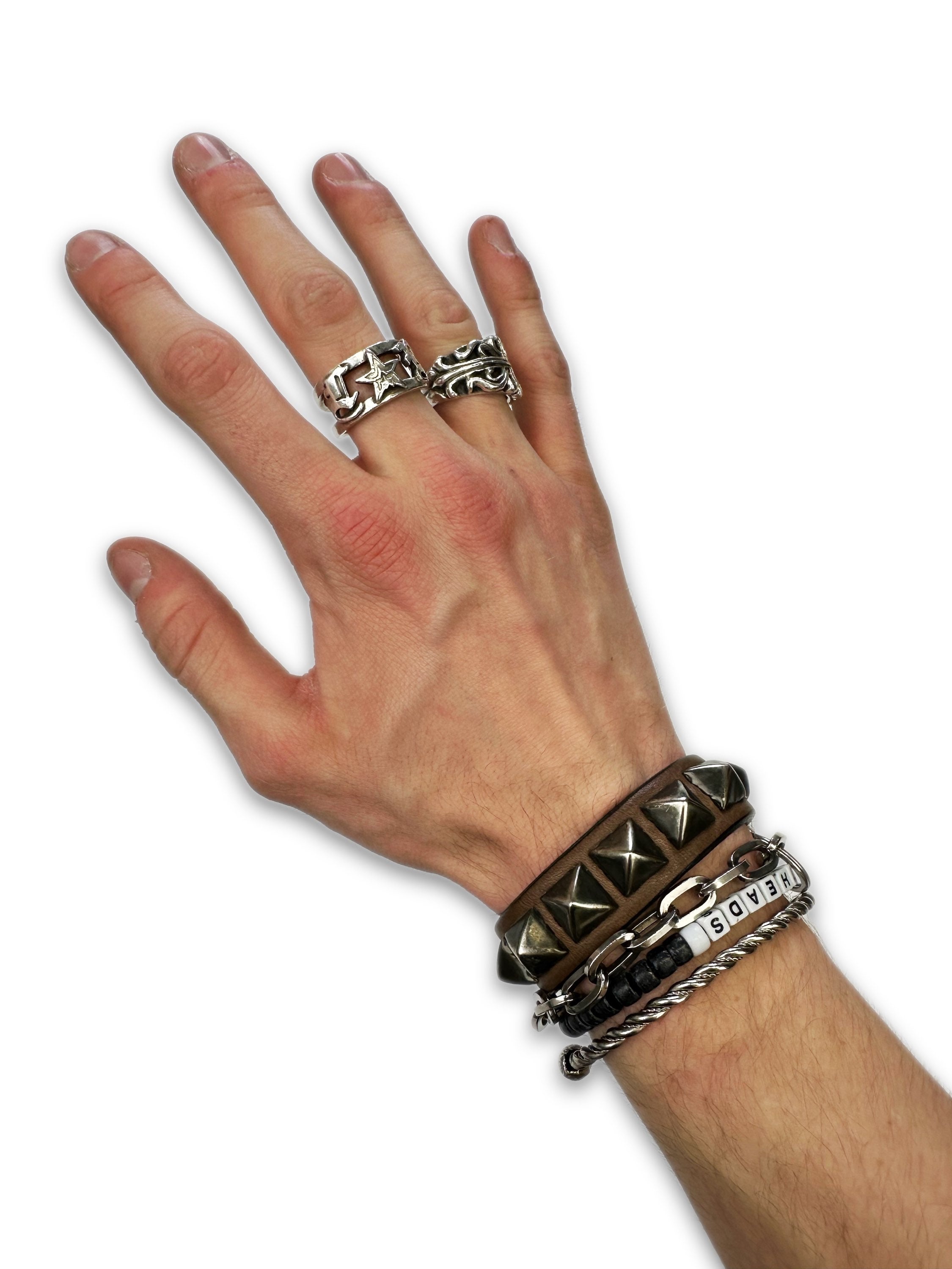 00s Hysteric Glamour ‘Studded’ Brown Leather Bracelet