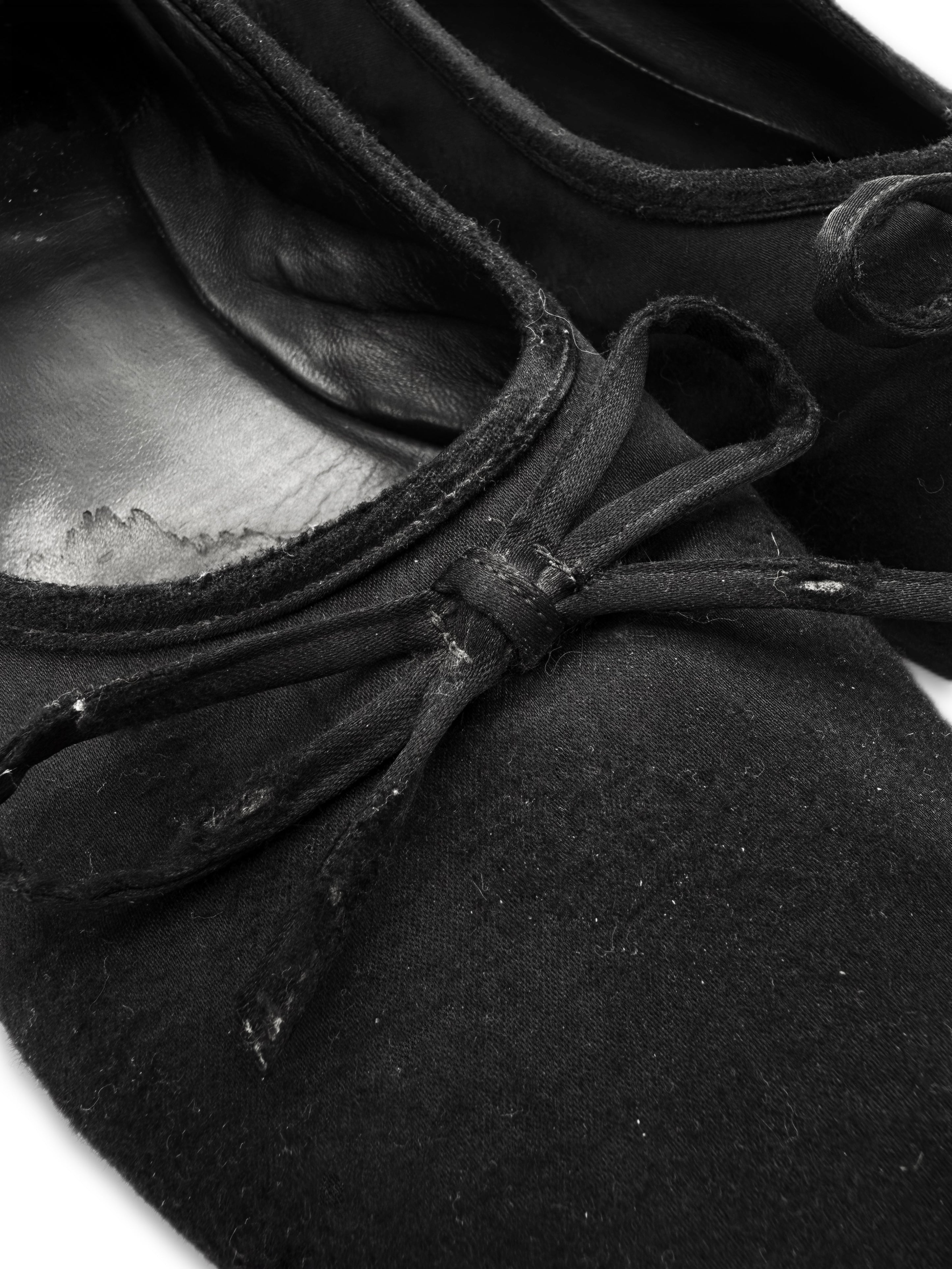 SS23 Balenciaga Mud Show Black Satin Leopold Ballet Flats