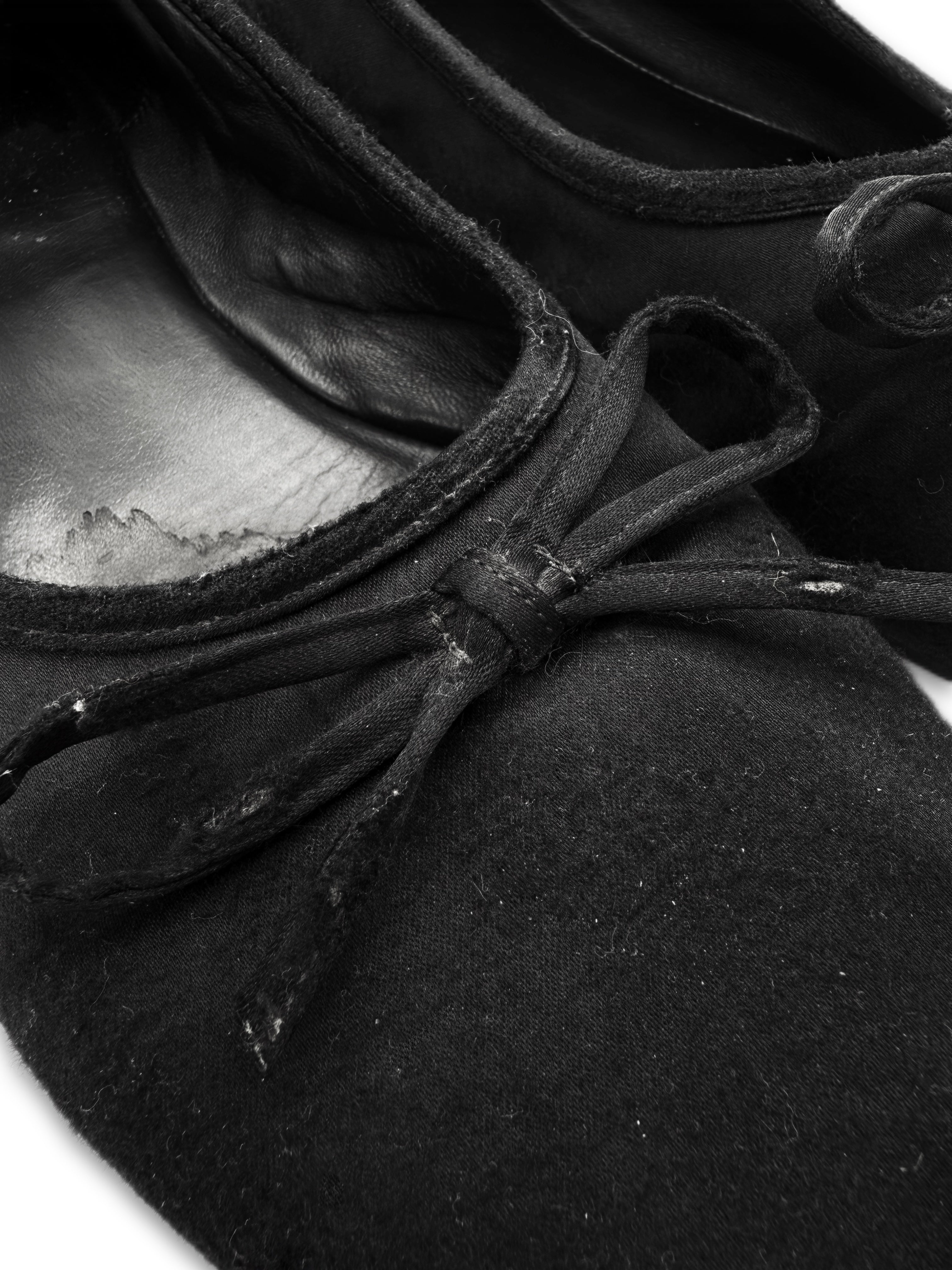 SS23 Balenciaga Mud Show Black Satin Leopold Ballet Flats