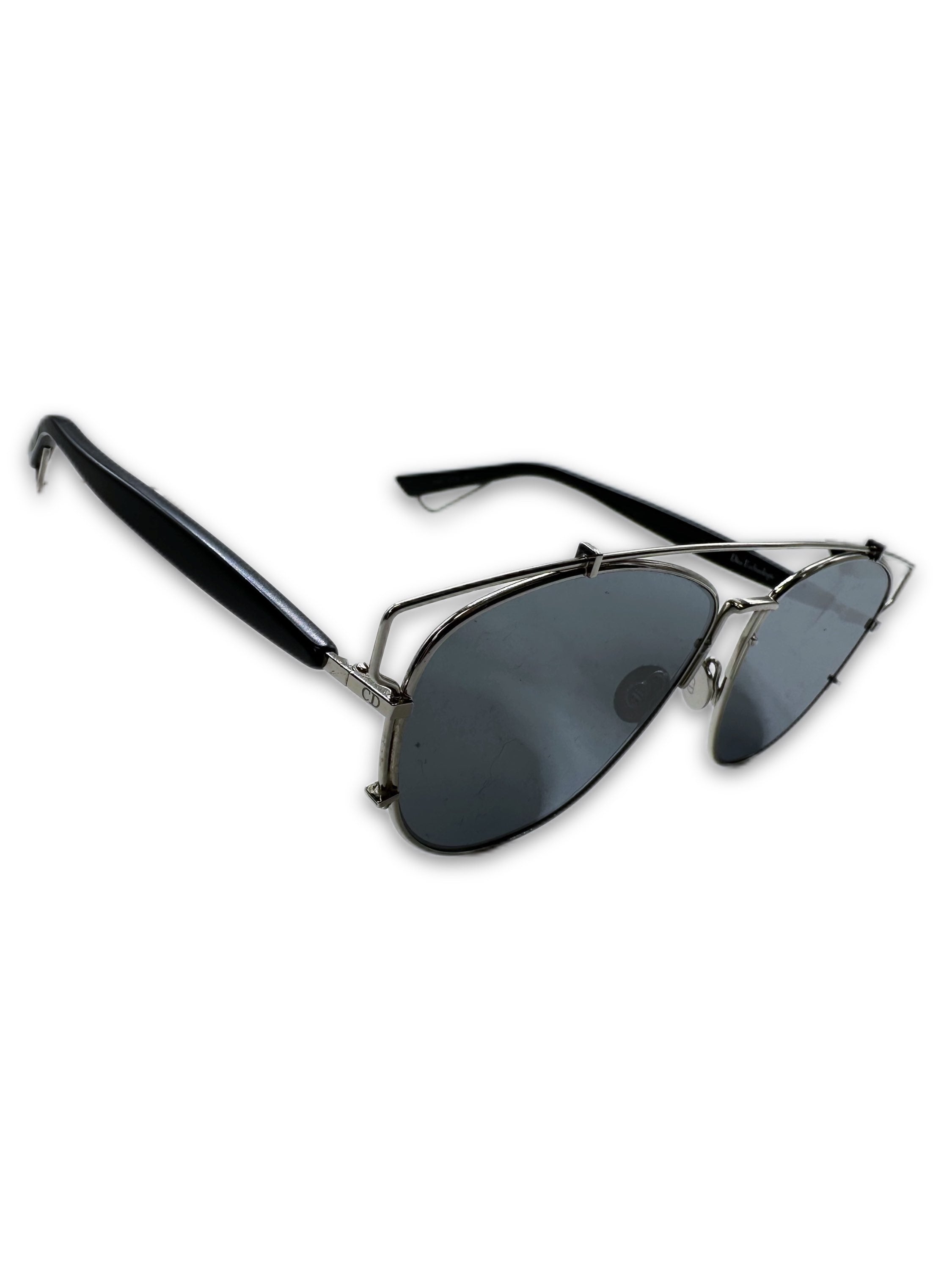 00s Dior Homme Blue Tint Metallic Aviator Sunglasses