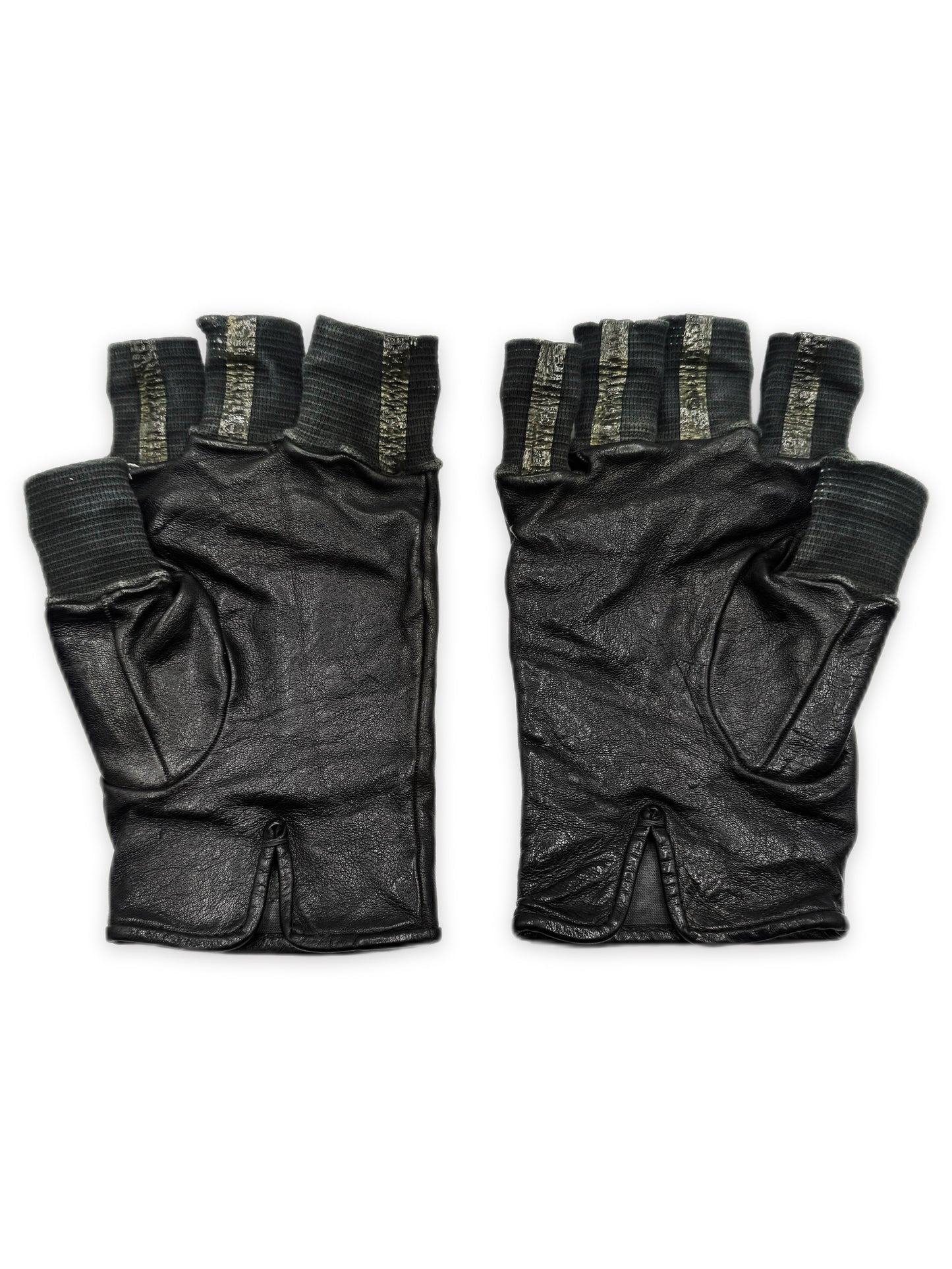 Carol Christian Poell Fingerless Tape Seam Black Leather Disparate Gloves
