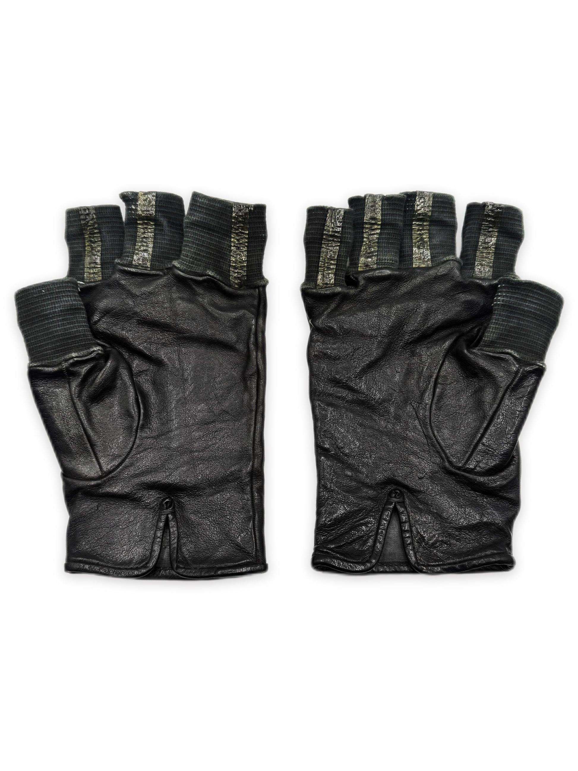 Carol Christian Poell Fingerless Tape Seam Black Leather Disparate Gloves