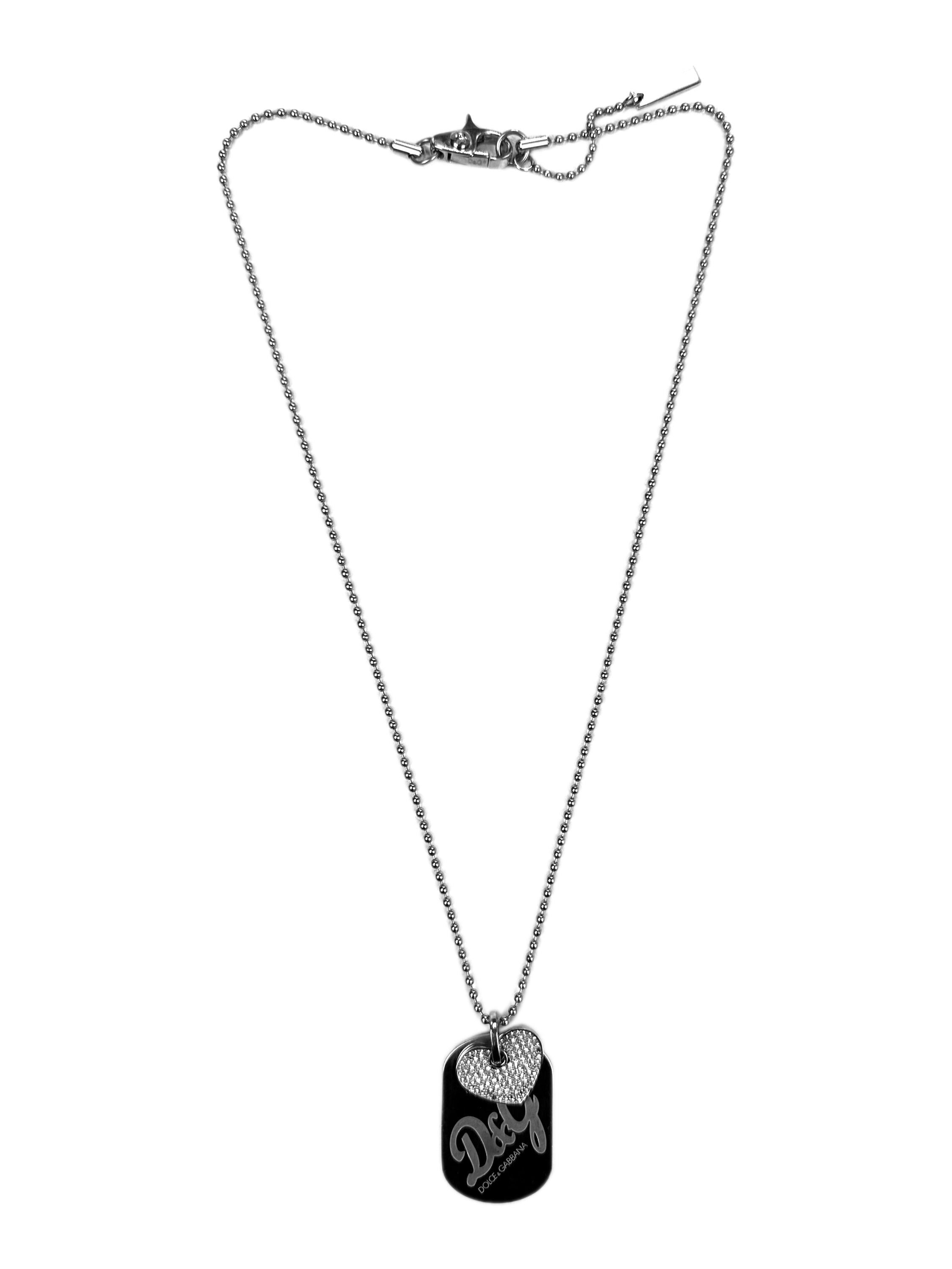 Dolce & Gabbana Dog Tag Heart Motif Ball Chain Necklace