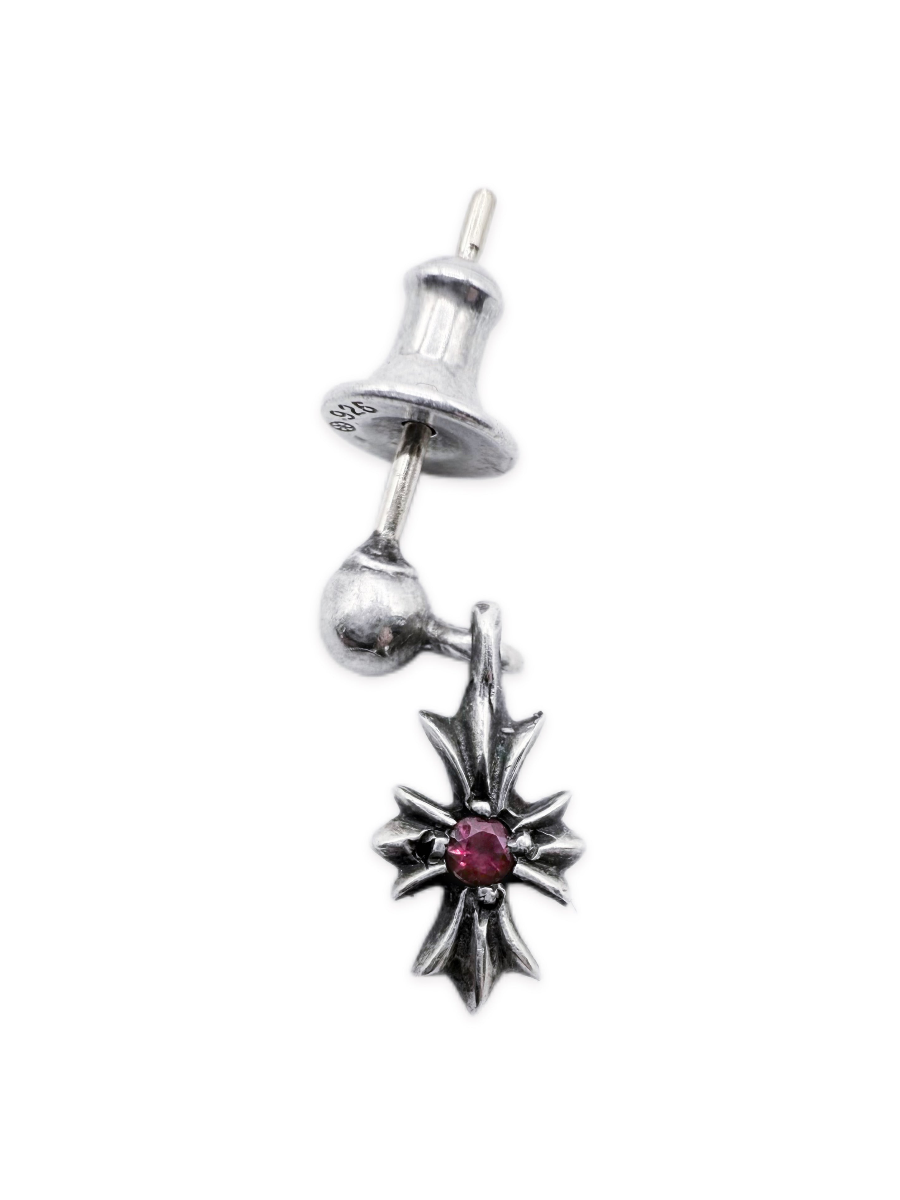 Chrome Hearts Ruby Set ‘Tiny E’ .925 Silver Earring