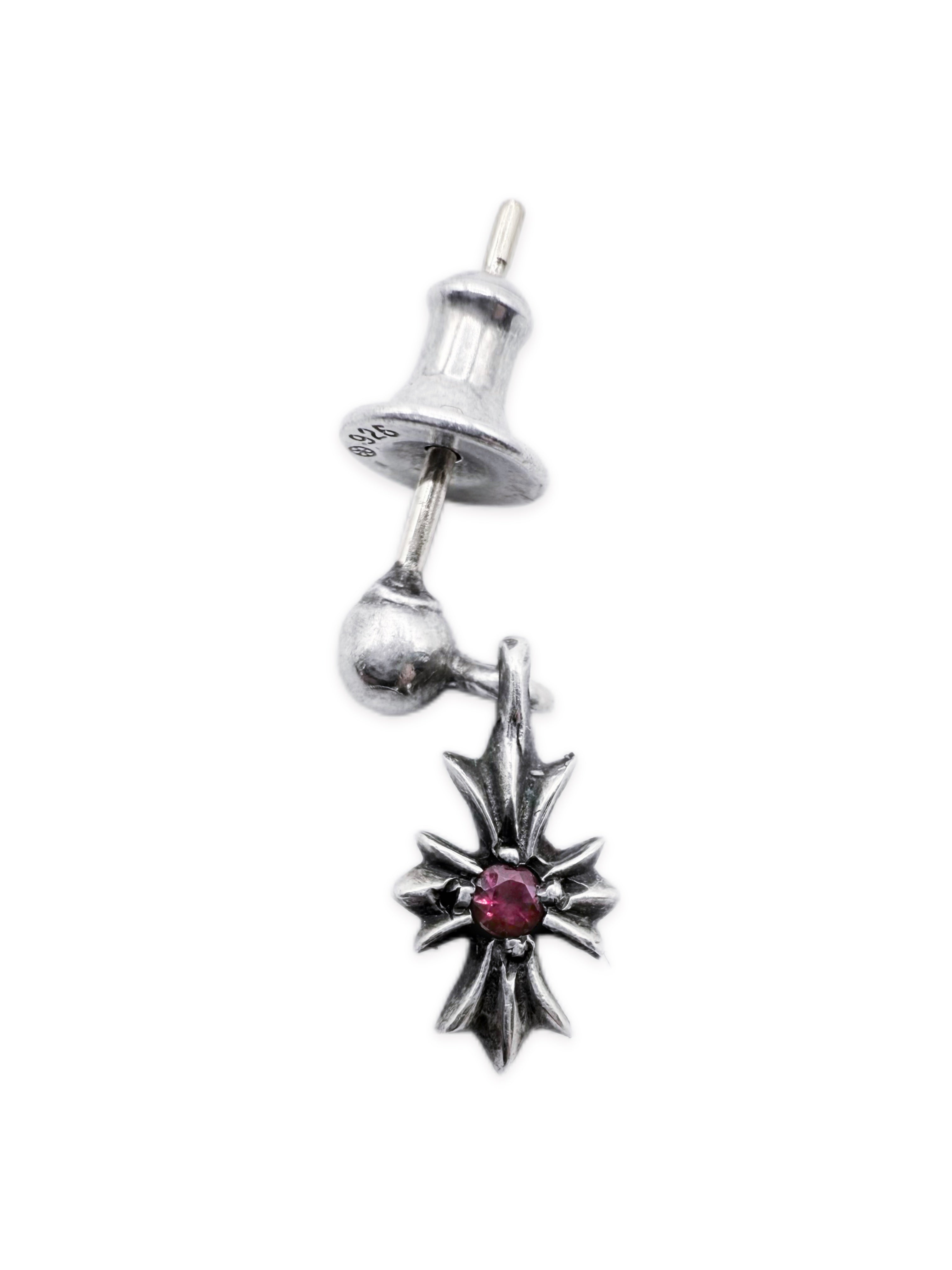 Chrome Hearts Ruby Set ‘Tiny E’ .925 Silver Earring