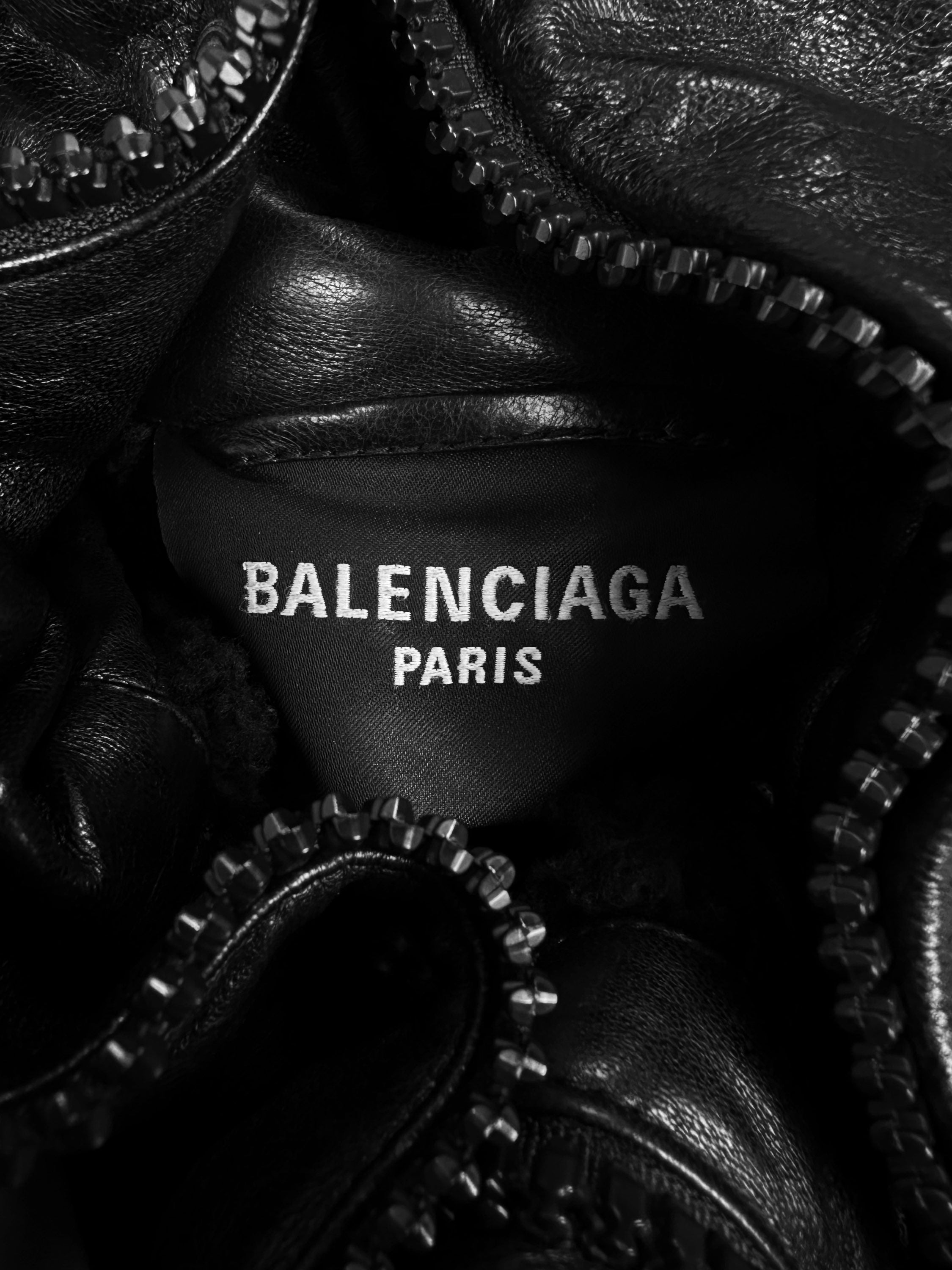 SS23 Balenciaga Leather Oversized Shearling Lined Jacket