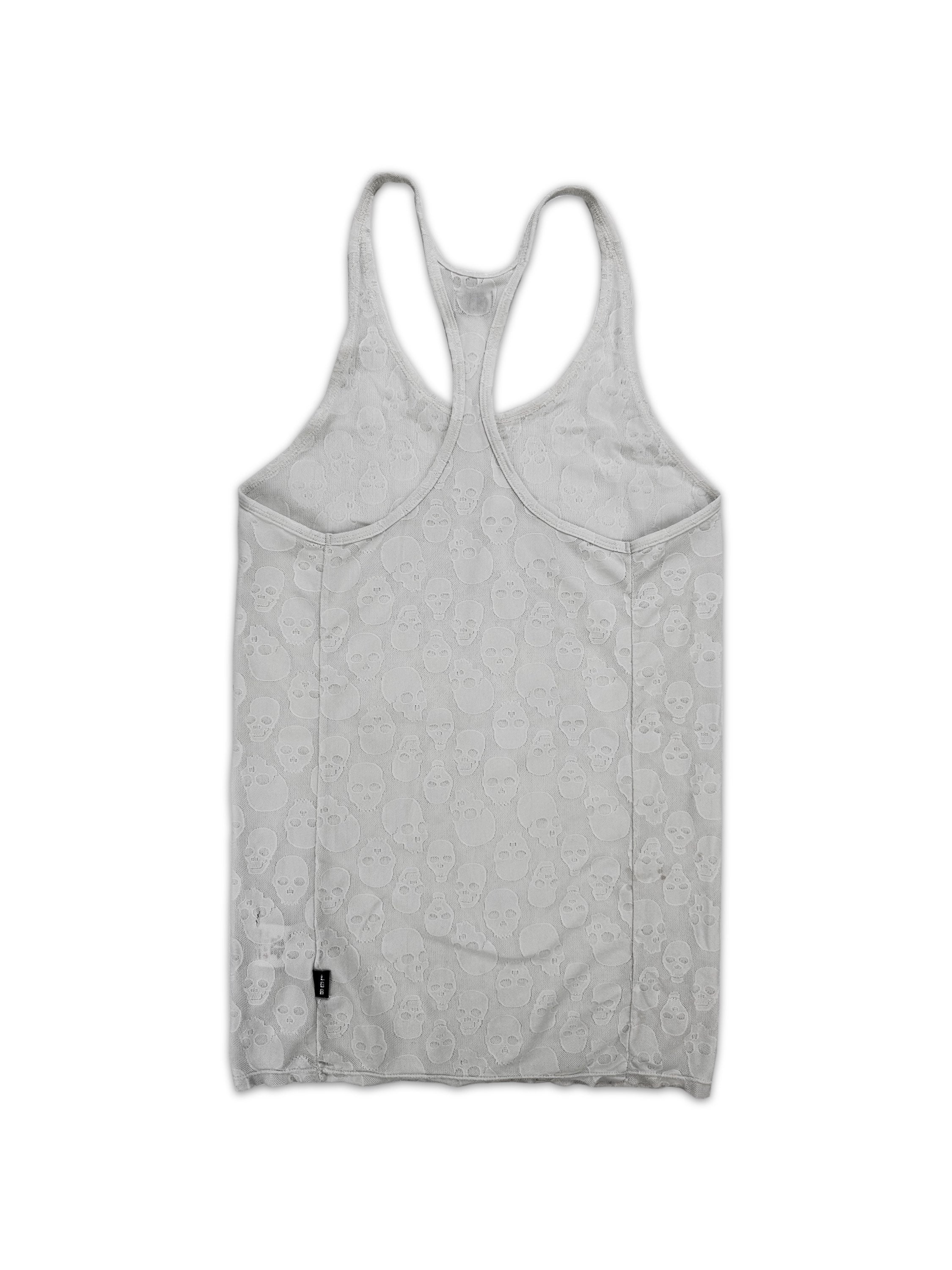 00s Le Grande Bleu (L.G.B) White Mesh ‘Skull’ Motif Tank-top