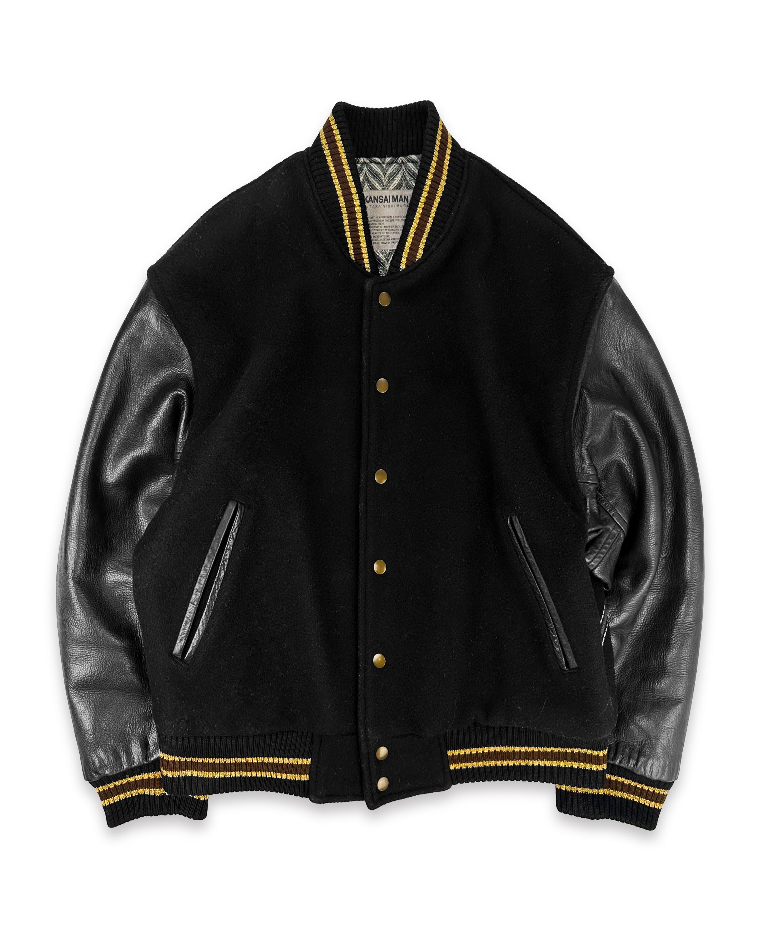 90s Kansai Yamamoto ‘Palpitant’ Embroidered Leather Bomber Jacket