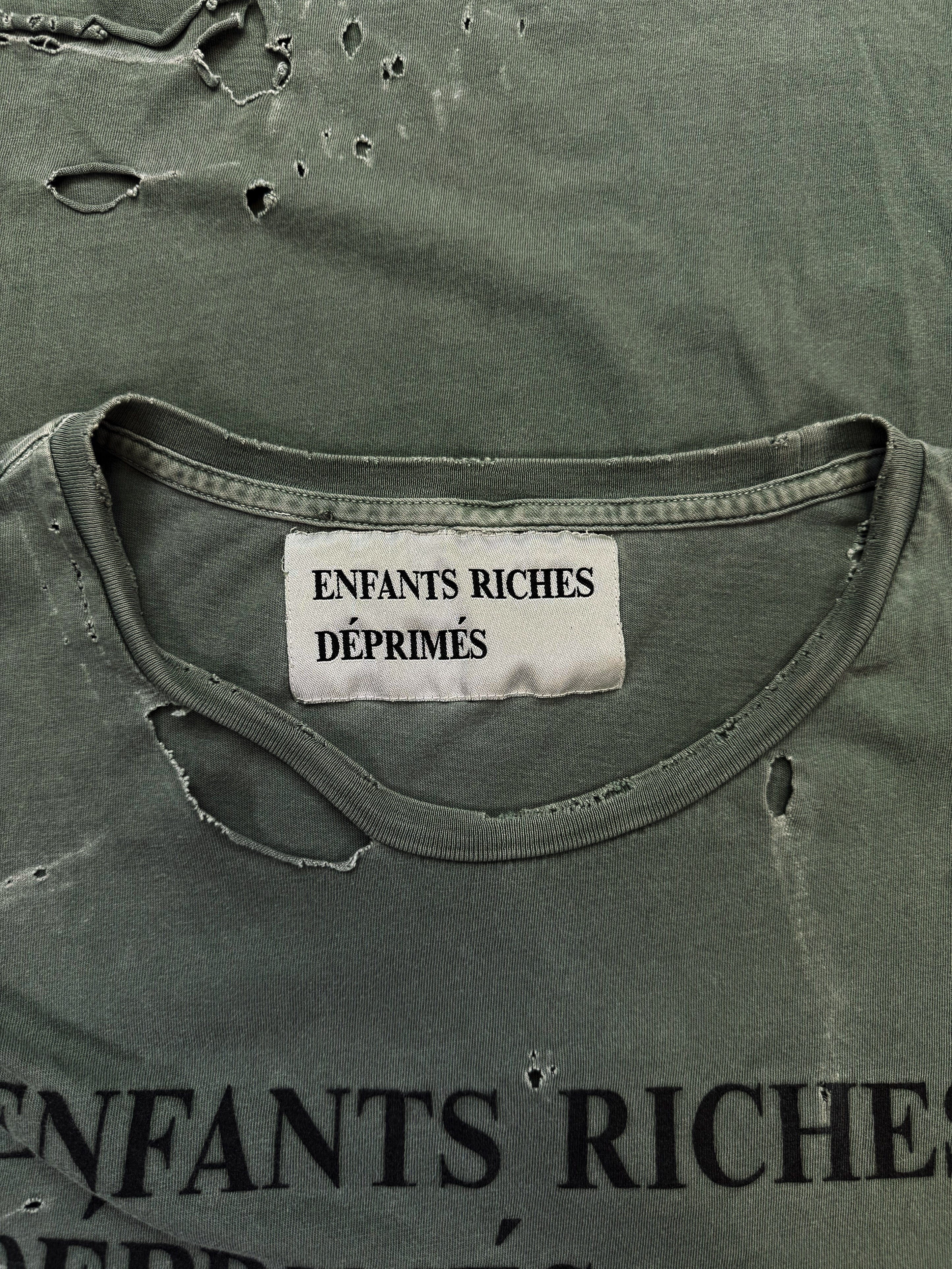Enfants Riches Deprimes OG Washed Green Logo Distressed T-Shirt