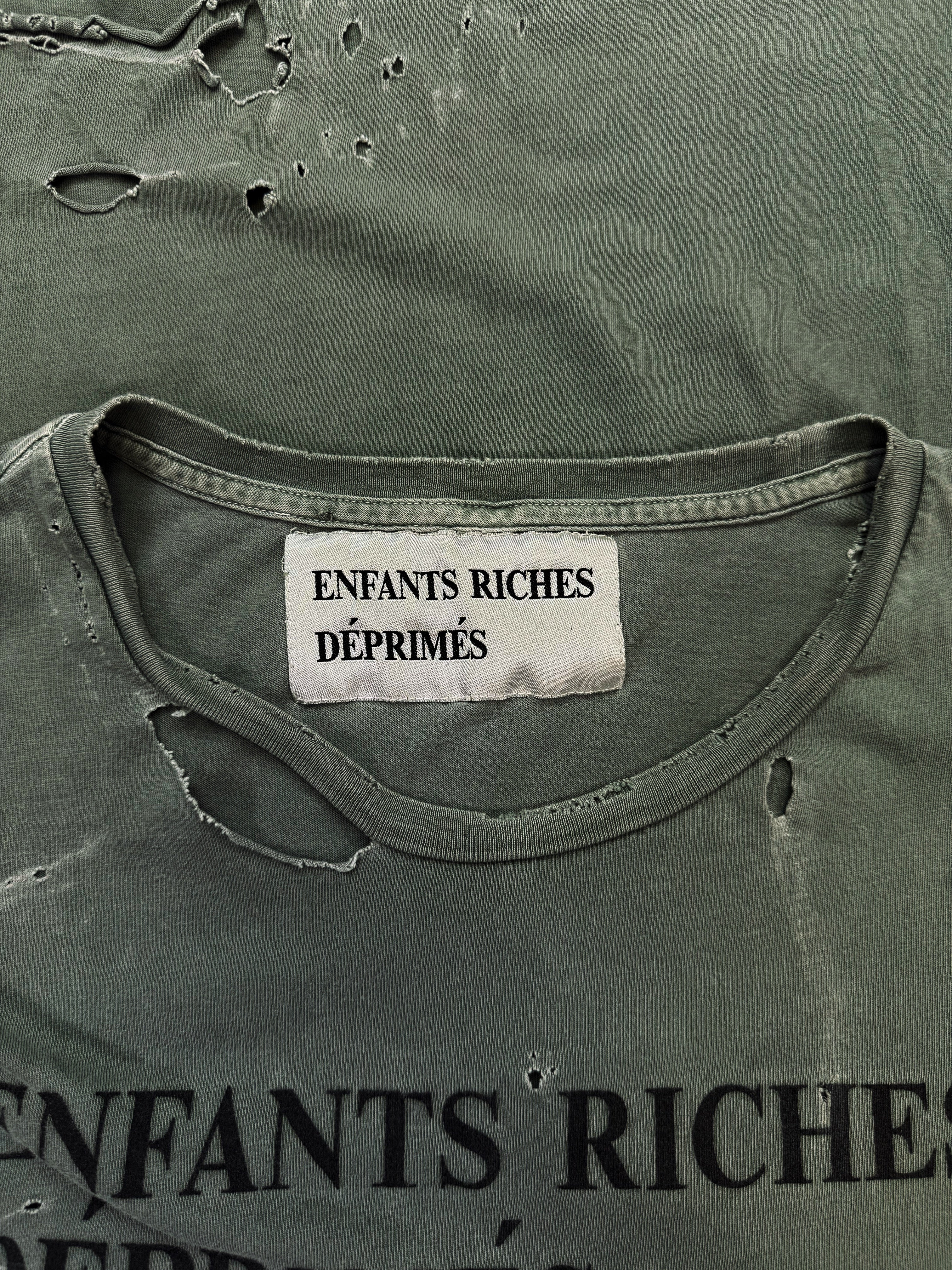Enfants Riches Deprimes OG Washed Green Logo Distressed T-Shirt