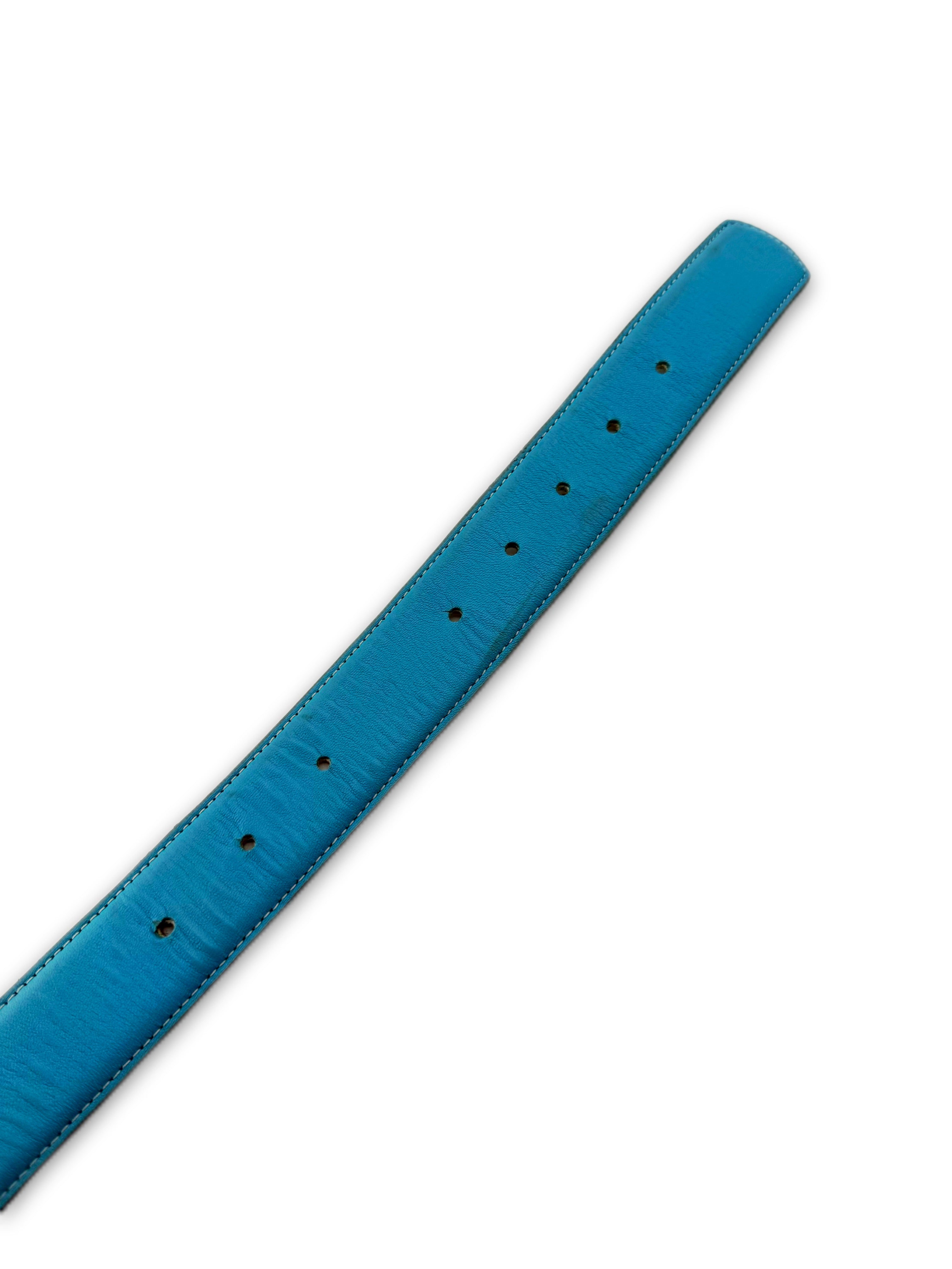 Chrome Hearts Sky Blue Leather ‘Gunslinger’ .925 Silver Belt