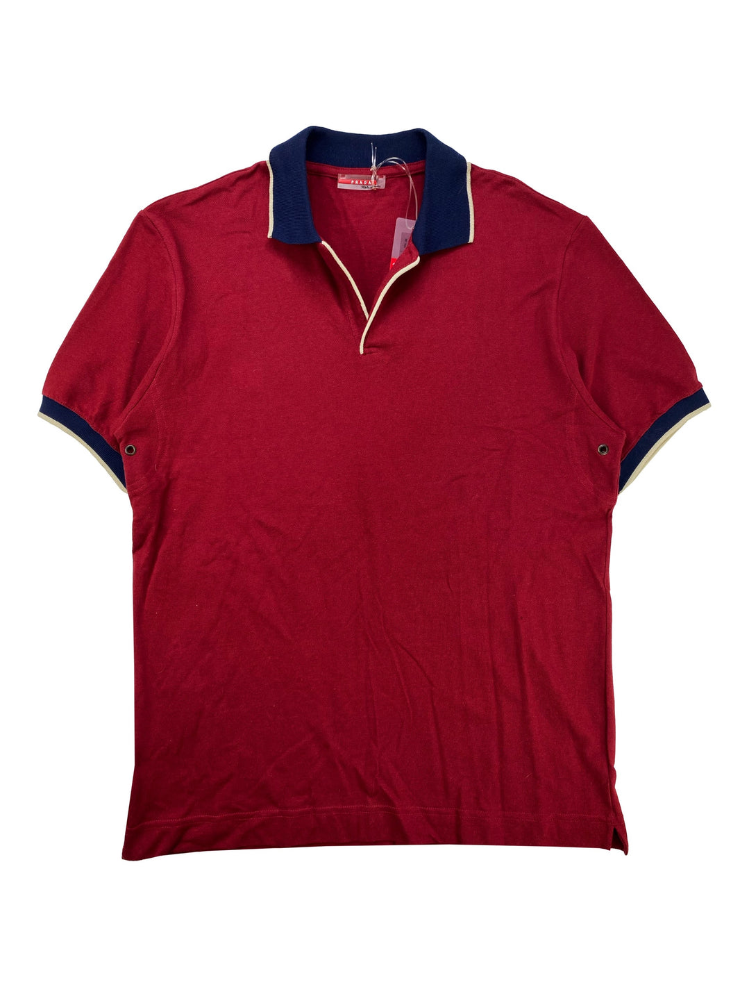 00s Prada Sport Linea Rossa Cherry Red Striped Polo