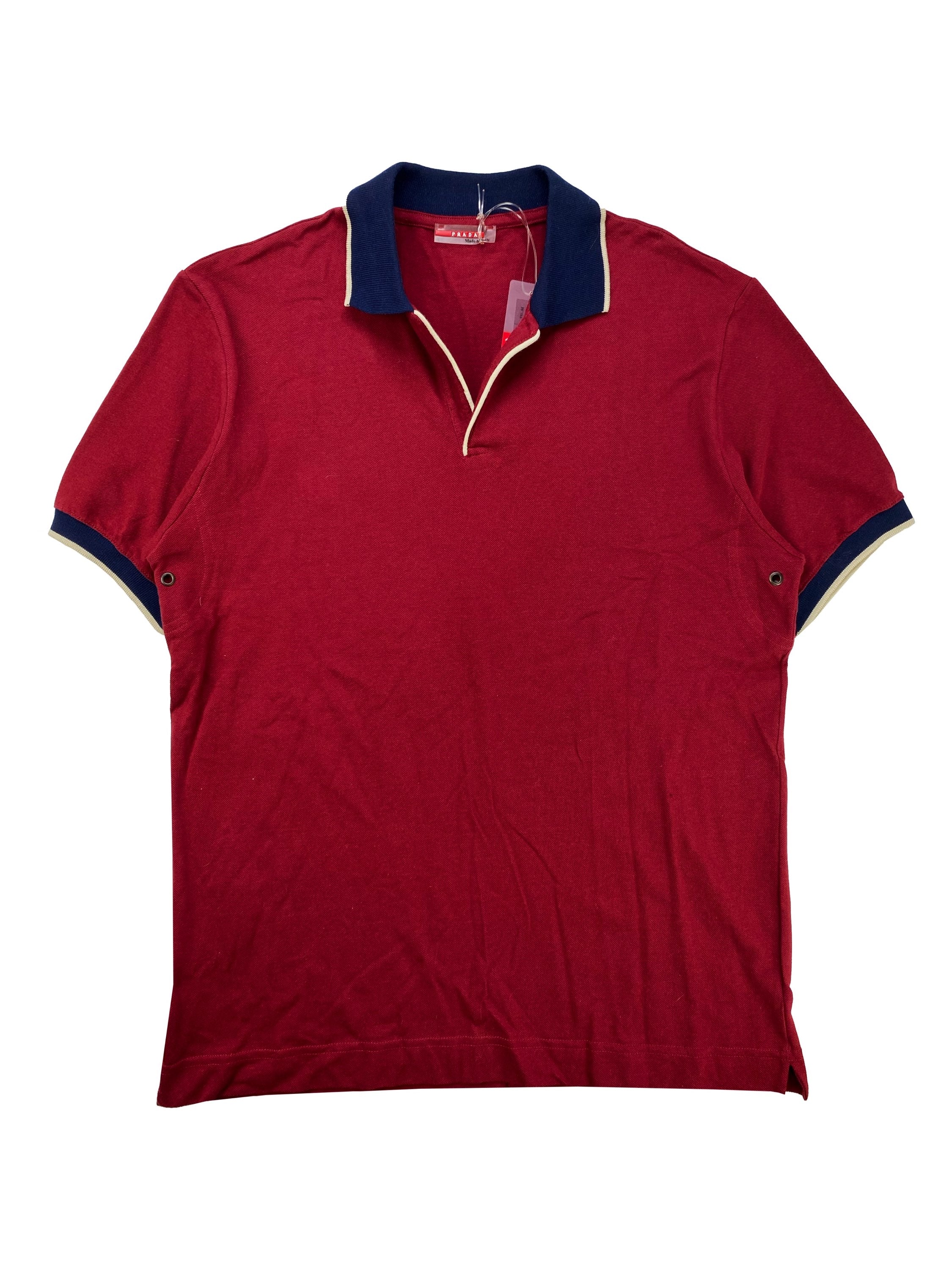 00s Prada Sport Linea Rossa Cherry Red Striped Polo