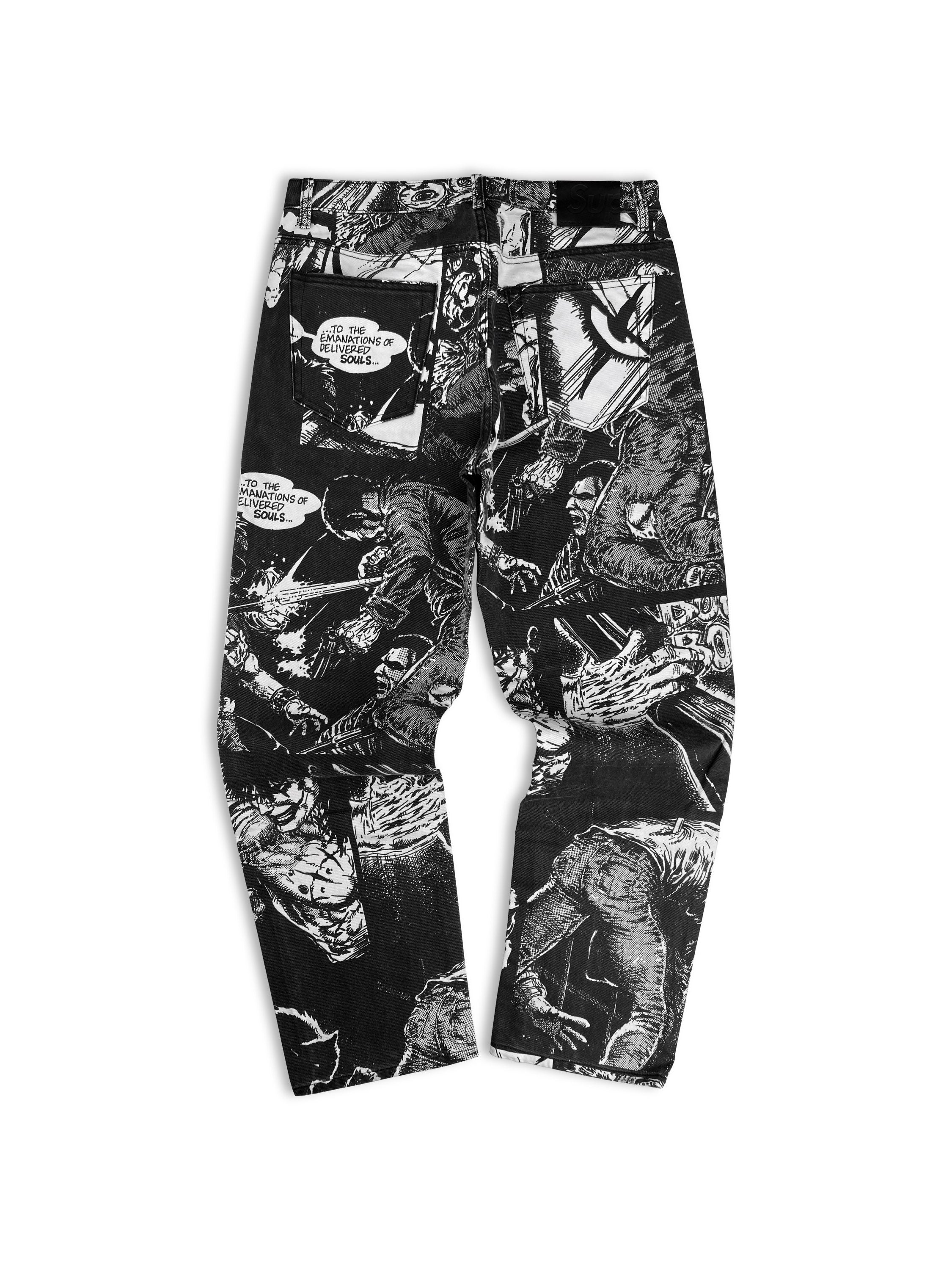AW21 Supreme ‘The Crow’ Comic White Full Print Denim Jeans