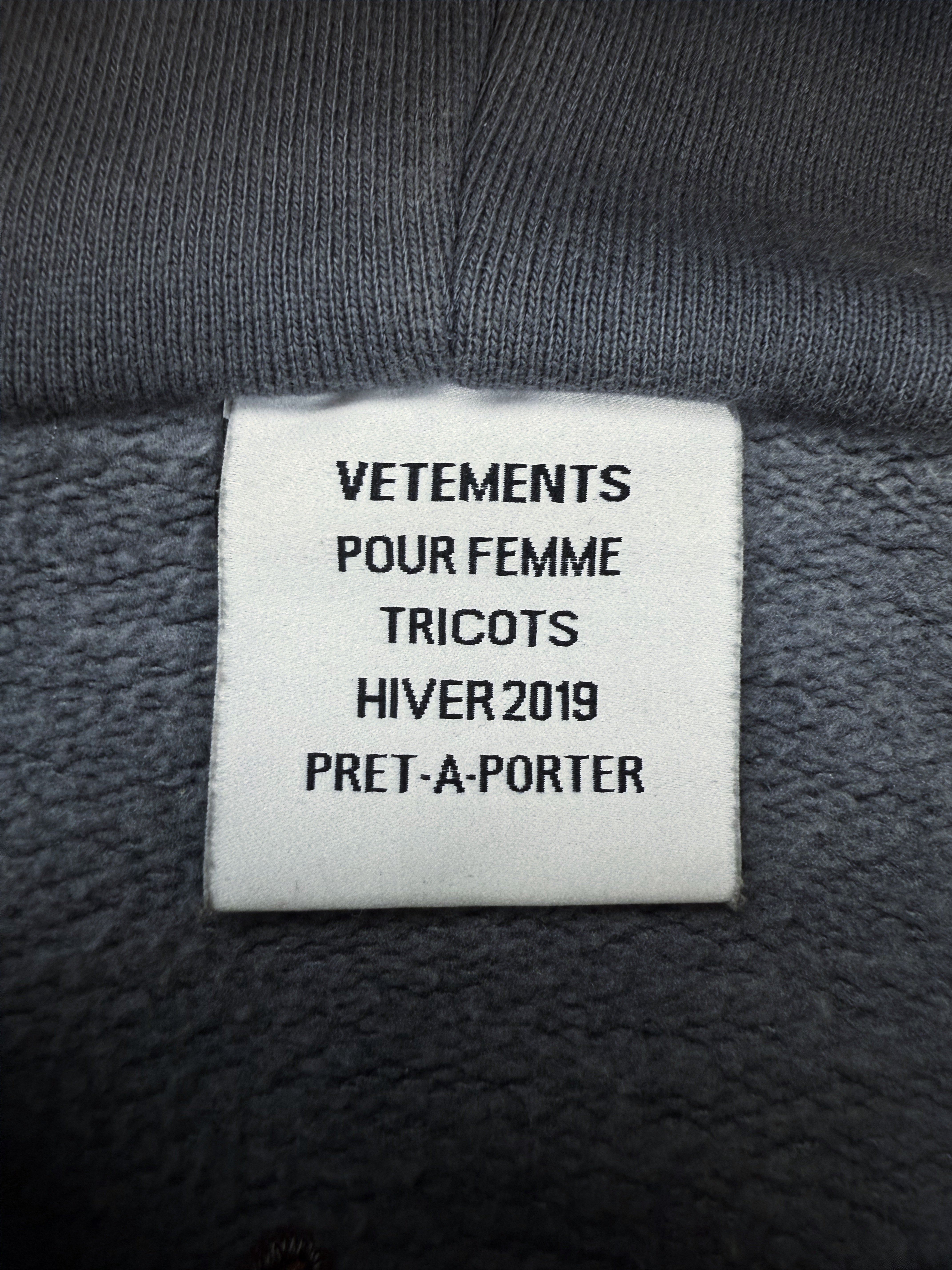 AW19 VETEMENTS 'I LOVE SLUTS' HUG ME EMBROIDERED HOODIE