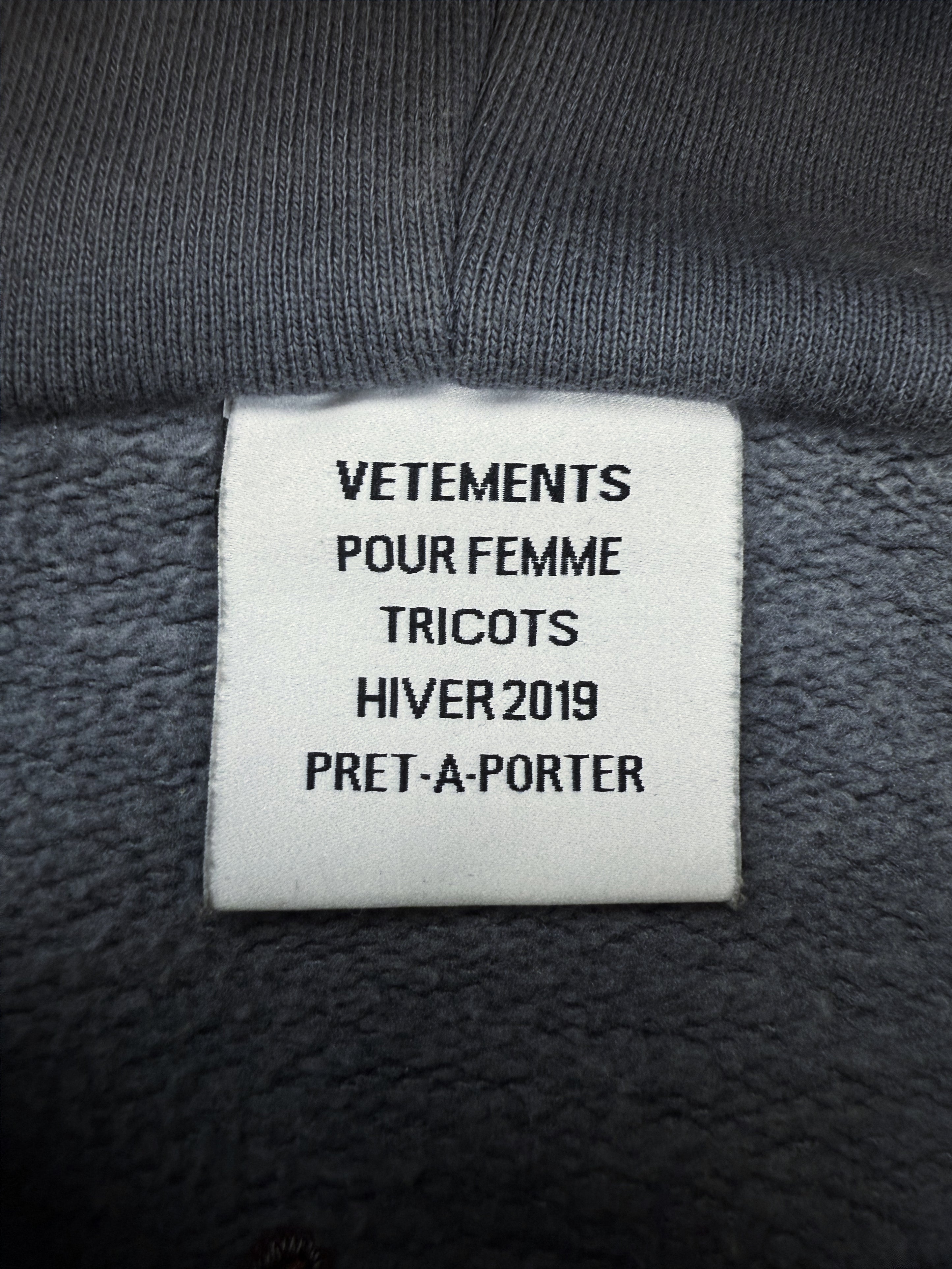 AW19 Vetements ‘I Love Sluts’ Hug Me Embroidered Hoodie